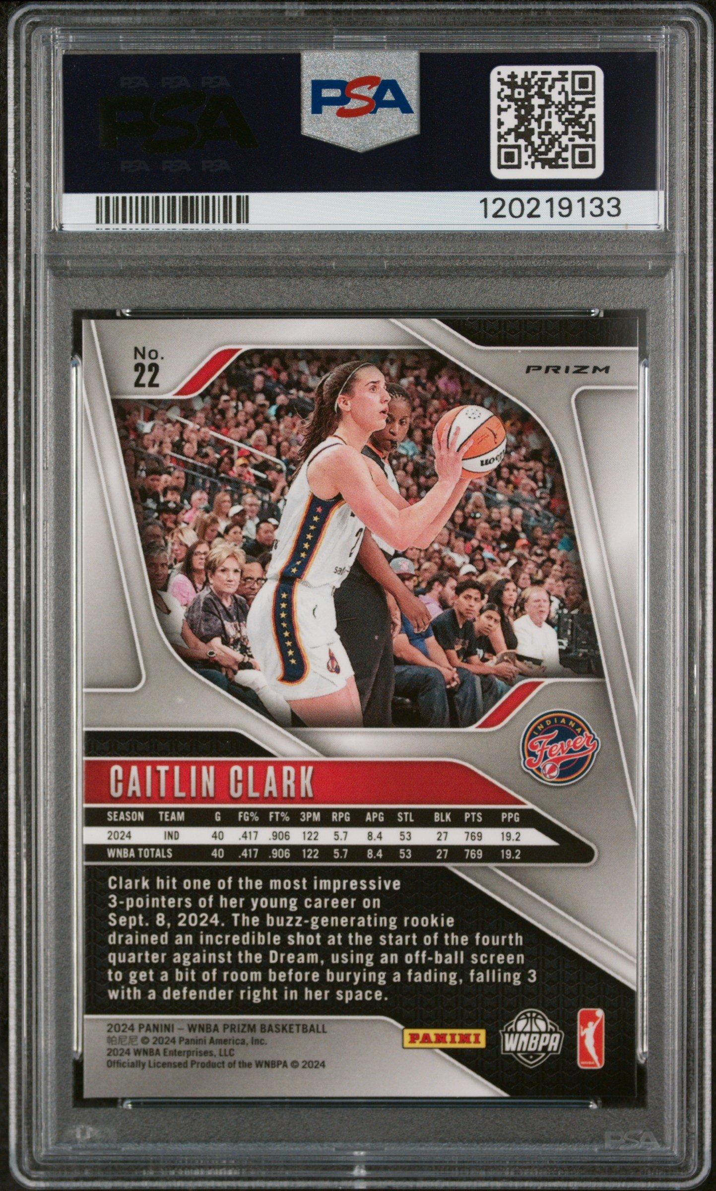2024 Panini Prizm Wnba 22 Caitlin Clark Silver Prizm PSA 9