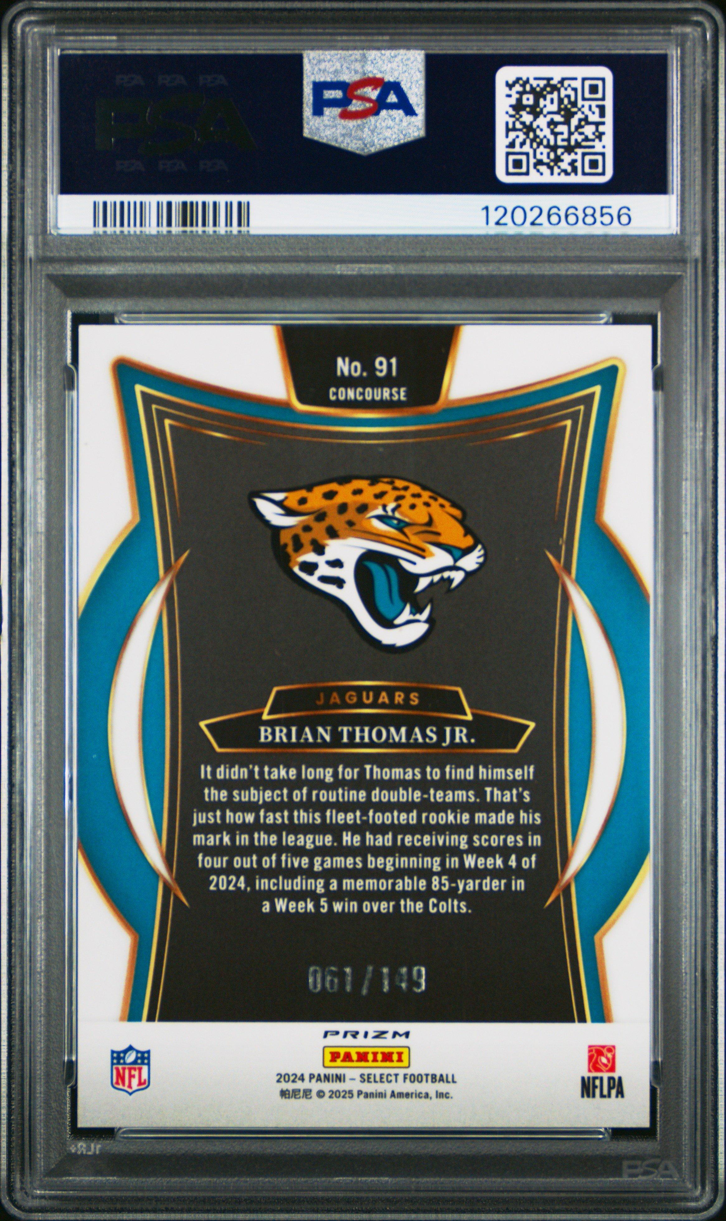 2024 Panini Select 91 Brian Thomas Jr. Maroon Prizm PSA 9