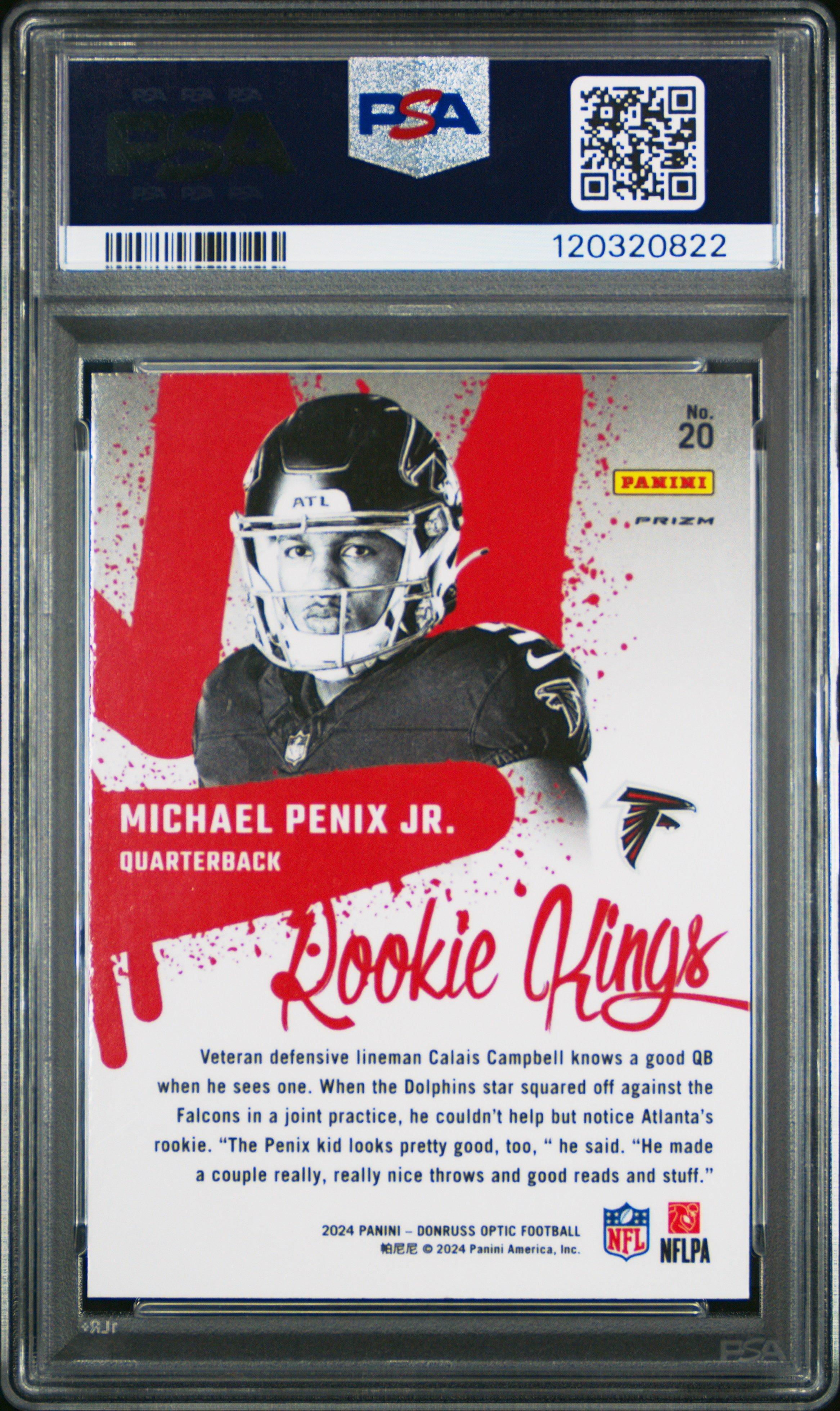 2024 Panini Donruss Optic Rookie Kings 20 Michael Penix Jr. PSA 10