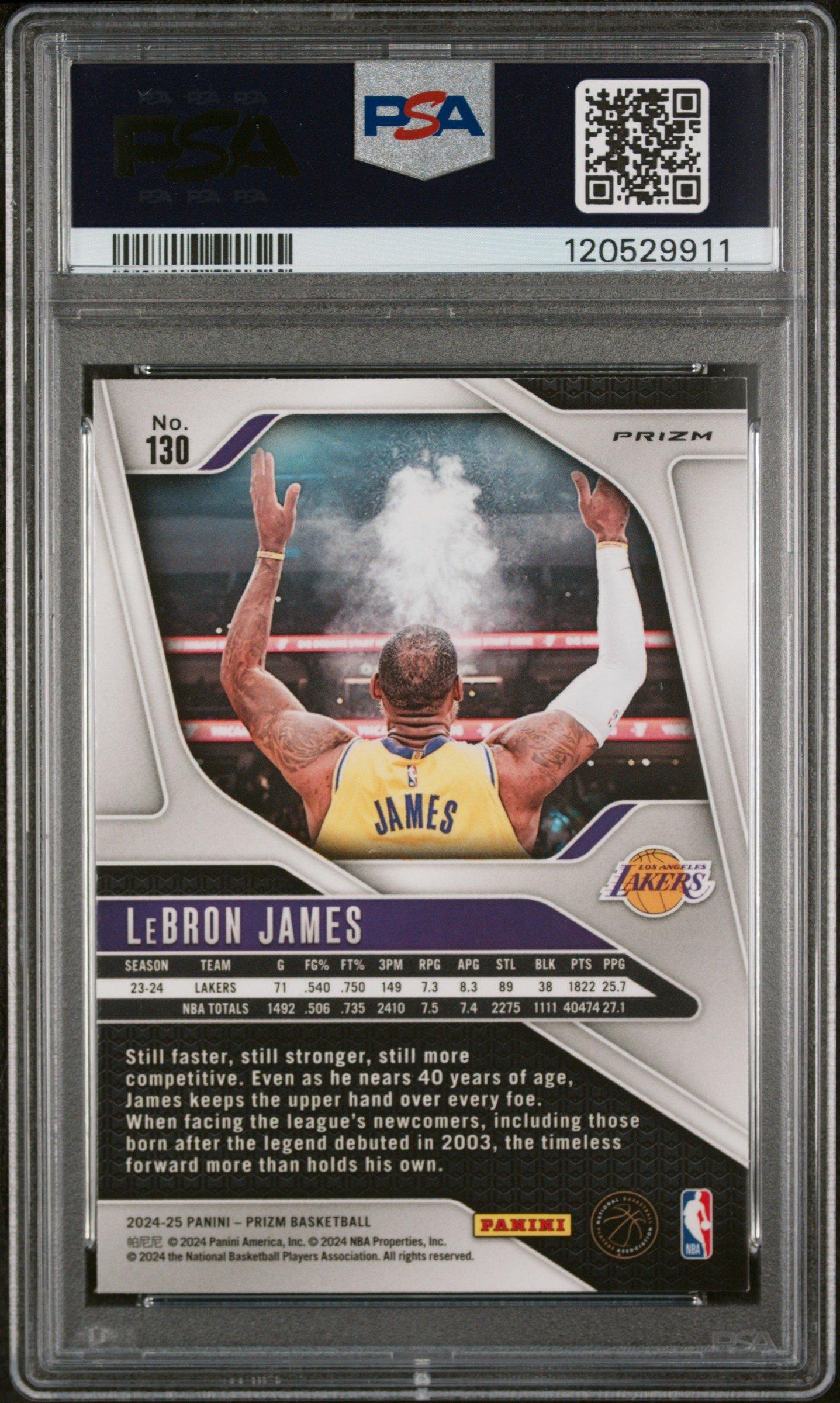 2024 Panini Prizm 130 Lebron James Silver Prizm PSA 8
