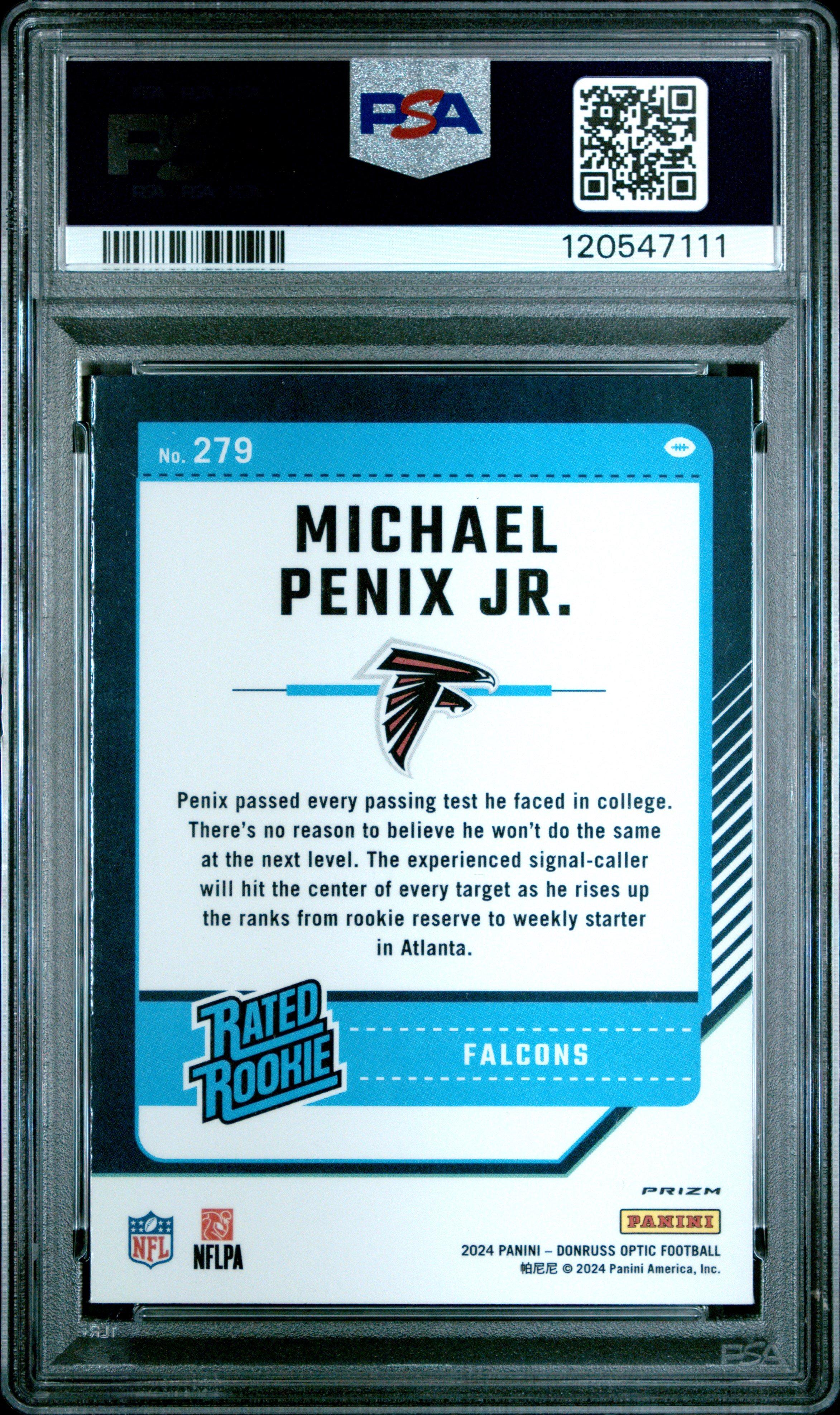 2024 Panini Donruss Optic 279 Michael Penix Jr. Green Hyper PSA 9