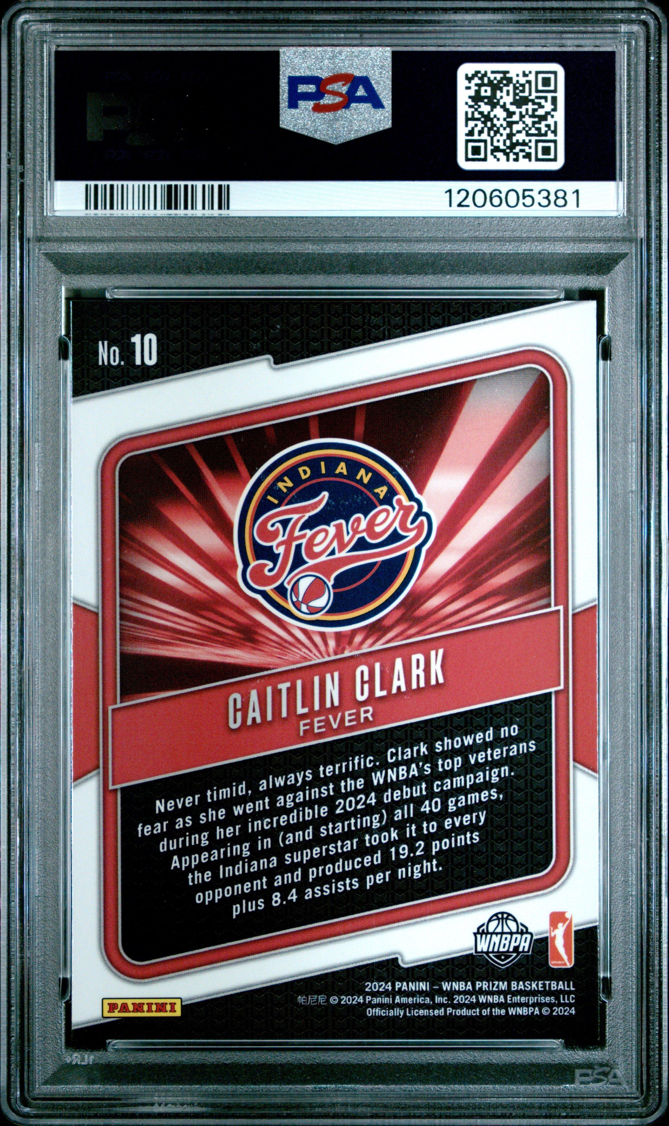 2024 Panini Prizm Wnba Fearless 10 Caitlin Clark PSA 9 Graded Card