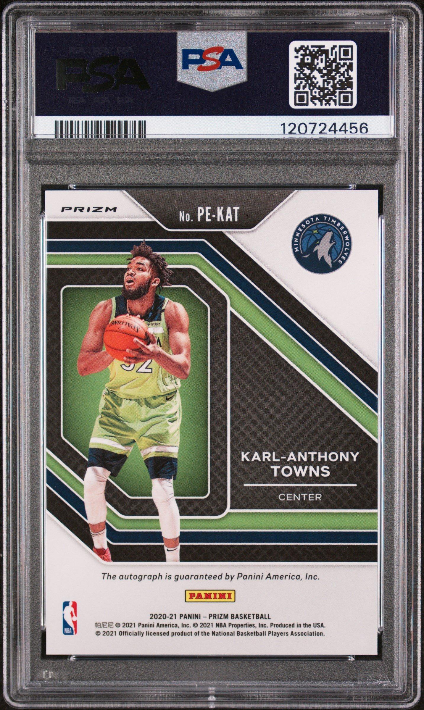 2020 Panini Prizm Penmanship Pekat Karl-anthony Towns Silver Prizm PSA 9