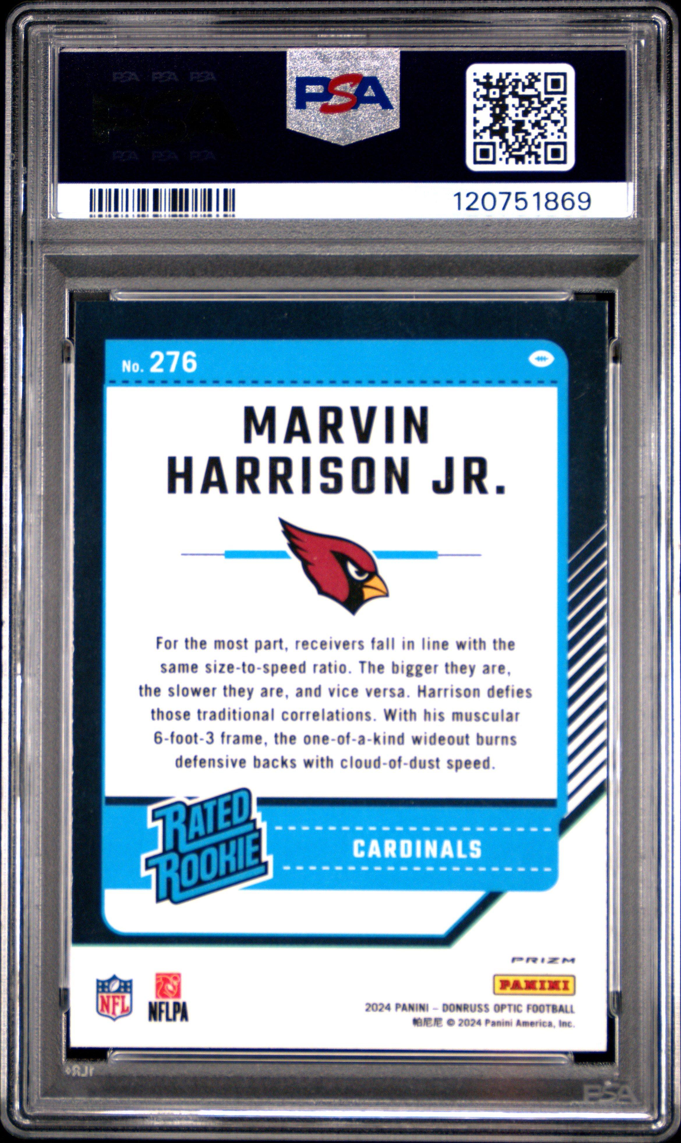 2024 Panini Donruss Optic 276 Marvin Harrison Jr. Holo PSA 10