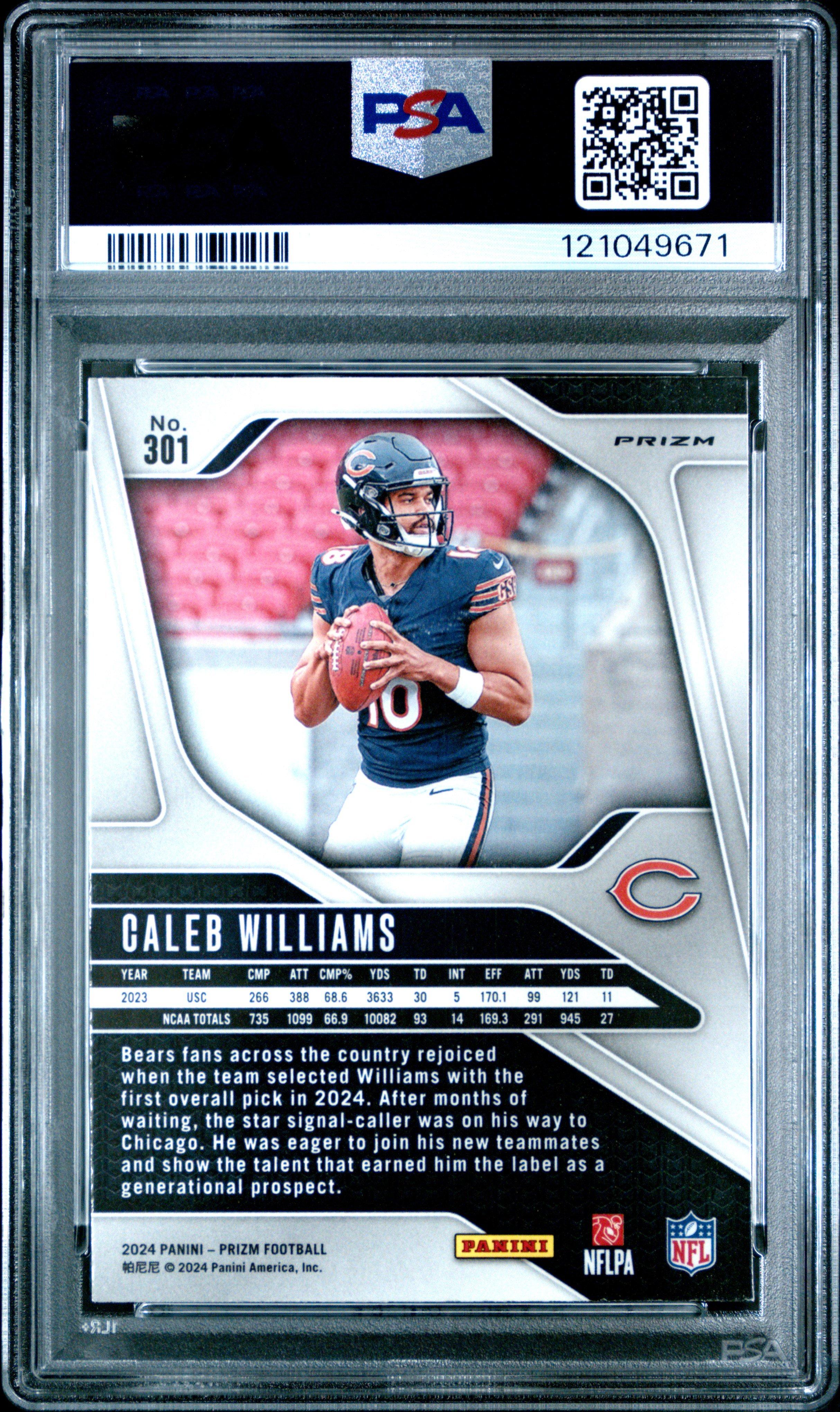 2024 Panini Prizm 301 Caleb Williams Silver Prizm PSA 9