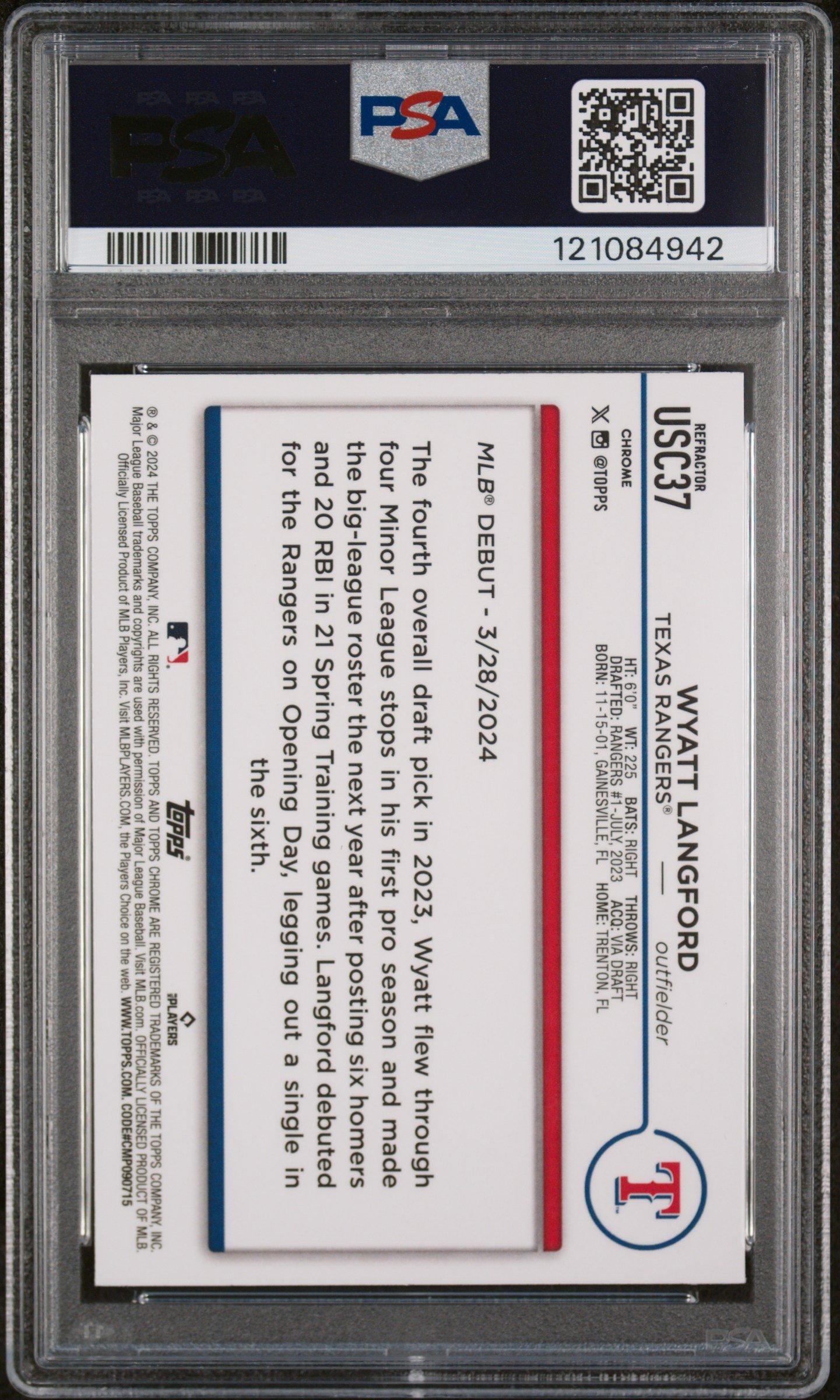 2024 Topps Chrome Update Usc37 Wyatt Langford Refractor PSA 10