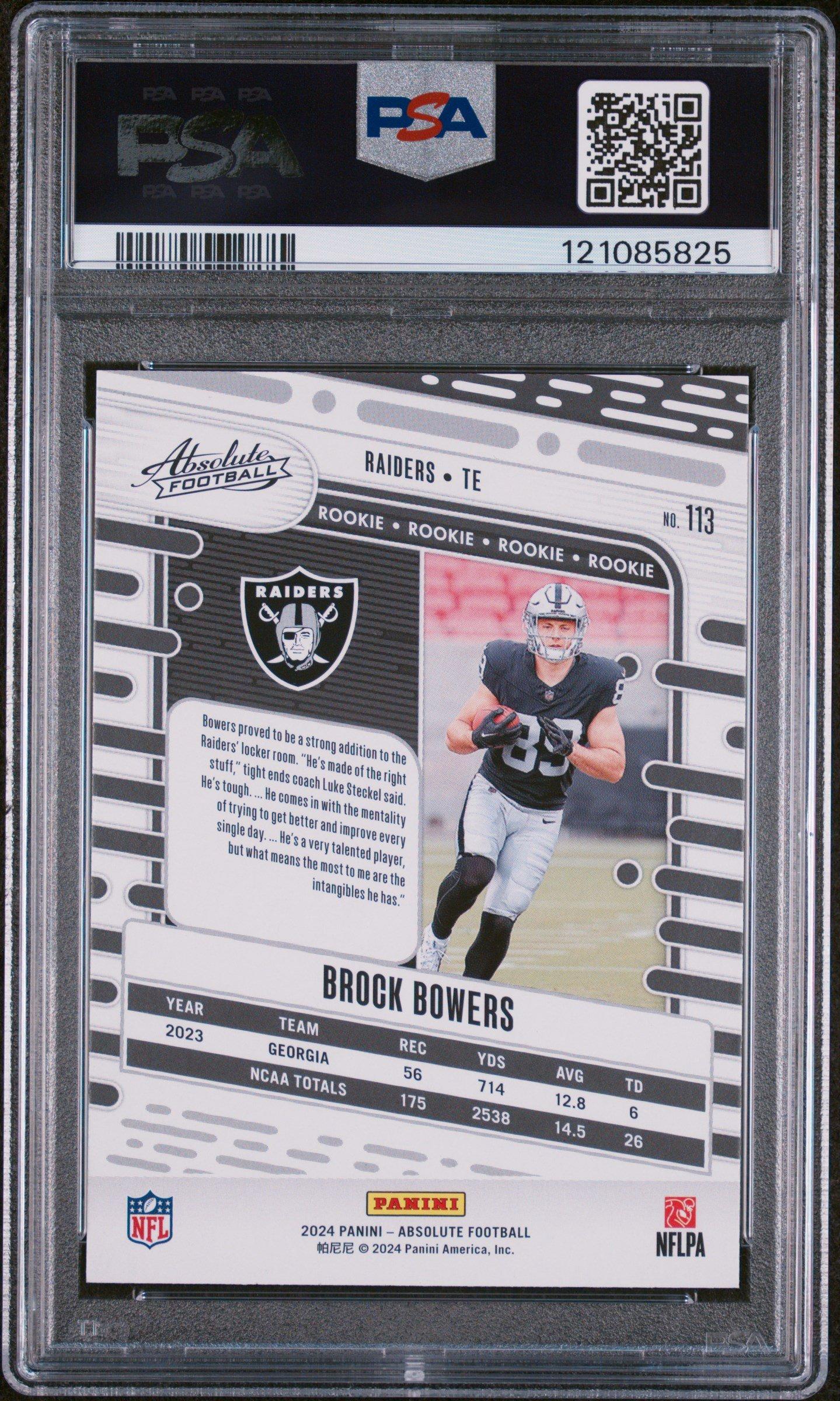 2024 Panini Absolute 113 Brock Bowers PSA 10