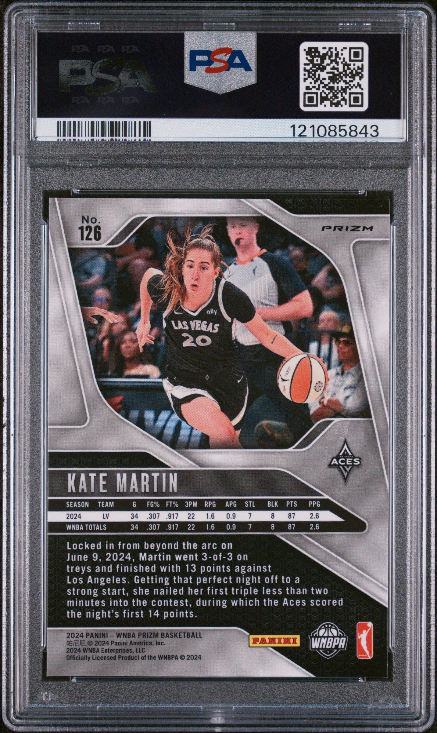 2024 Panini Prizm Wnba 126 Kate Martin Blue Velocity PSA 9