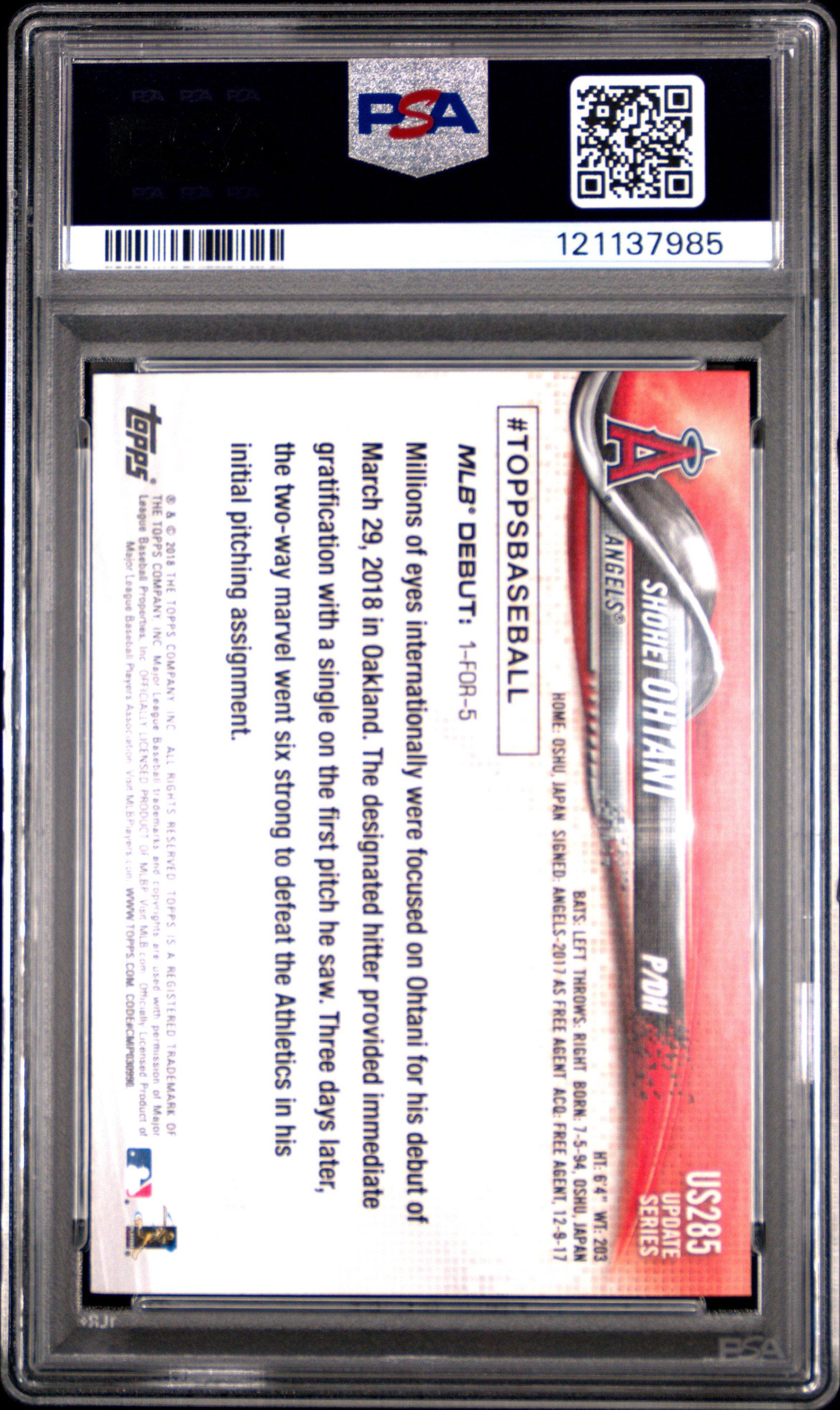 2018 Topps Update Us285 Shohei Ohtani PSA 8 Graded Card | GameStop