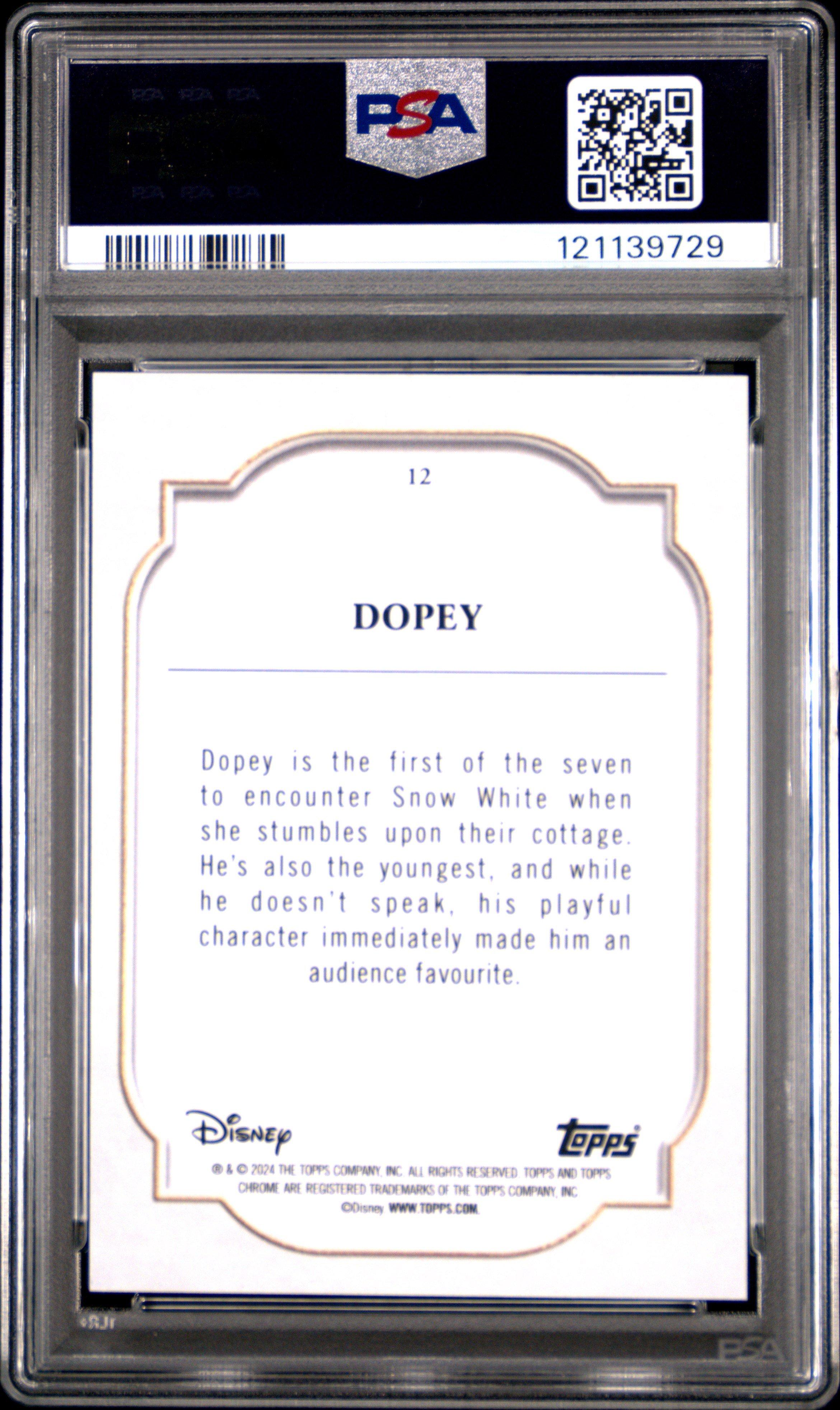 2024 Topps Chrome Disney Sapphire Edition 12 Dopey PSA 10 Graded