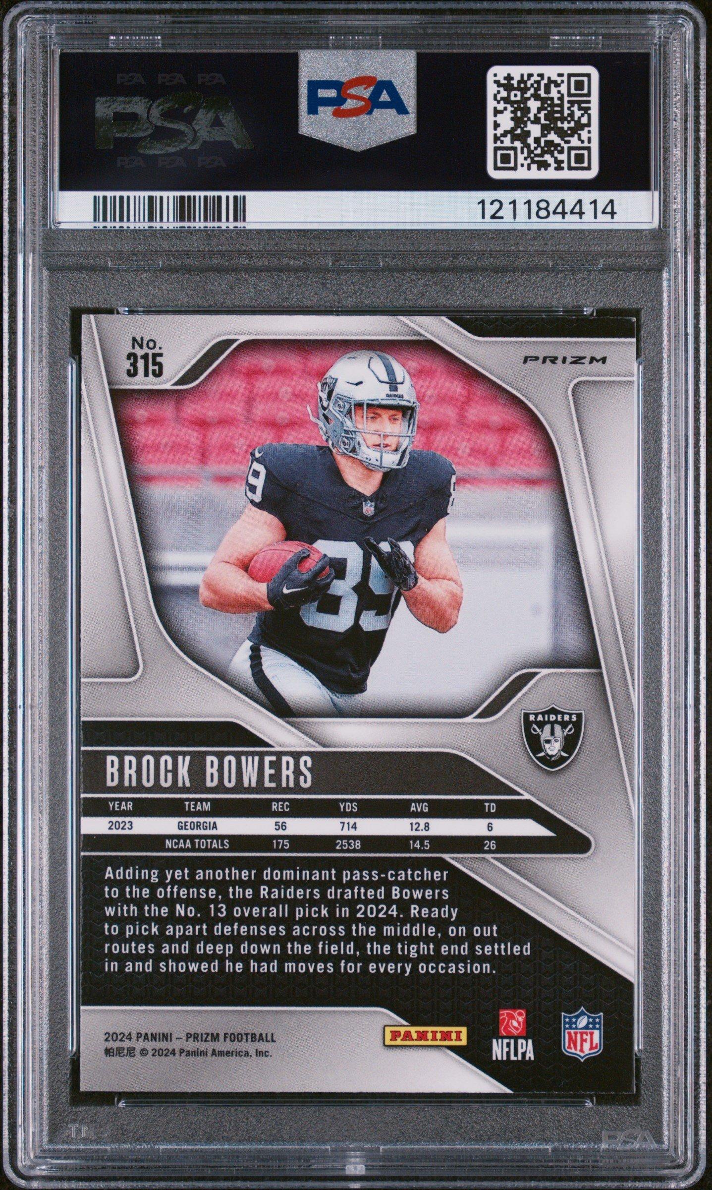 2024 Panini Prizm 315 Brock Bowers Pink Wave PSA 9
