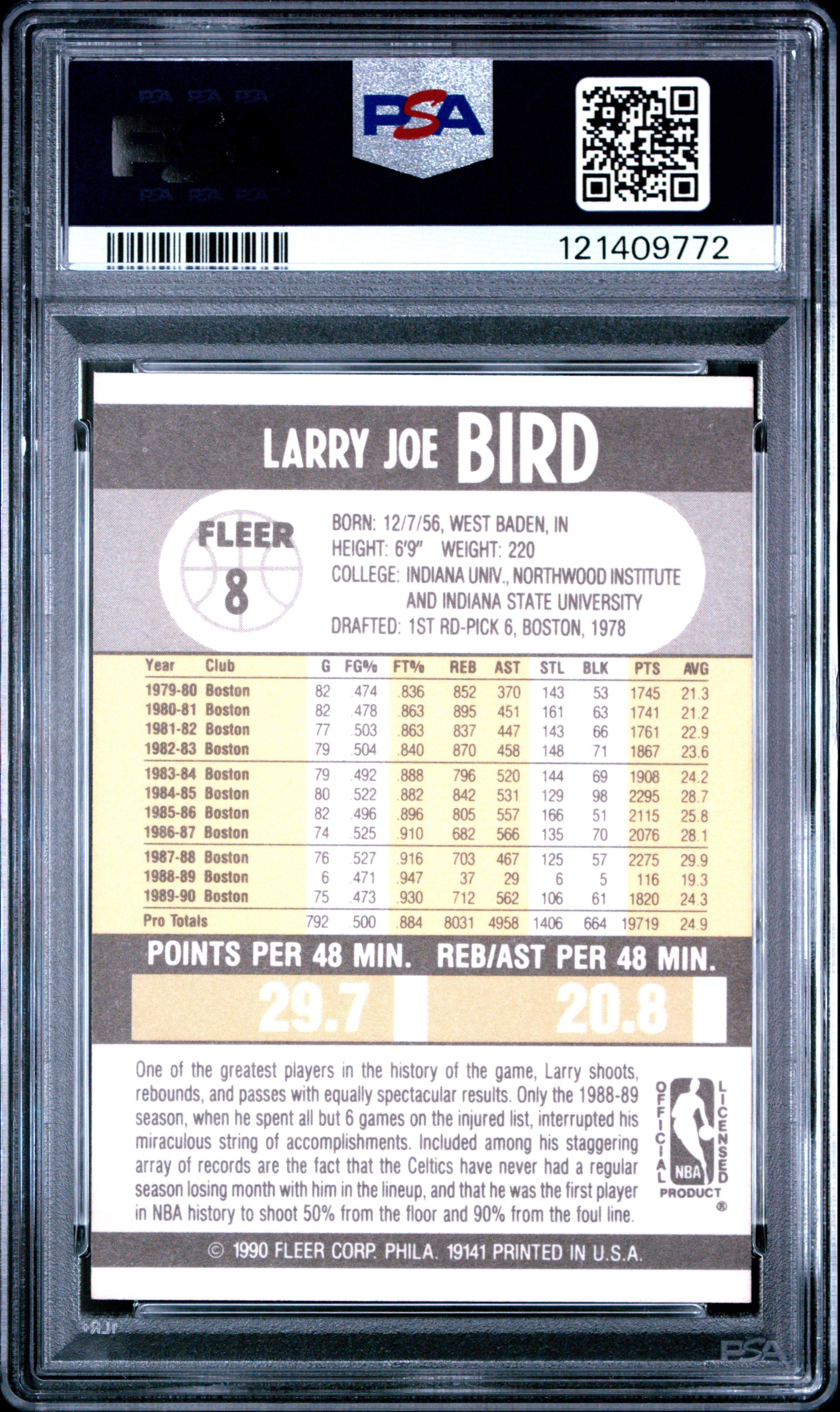 1990 Fleer 8 Larry Bird PSA 9