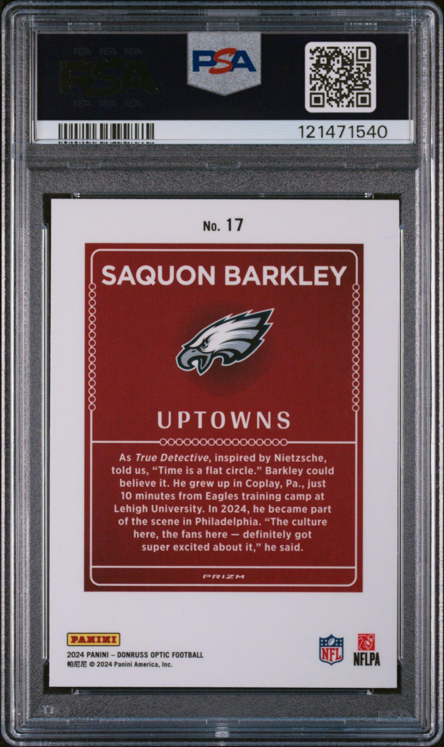 2024 Panini Donruss Optic Uptowns 17 Saquon Barkley PSA 10
