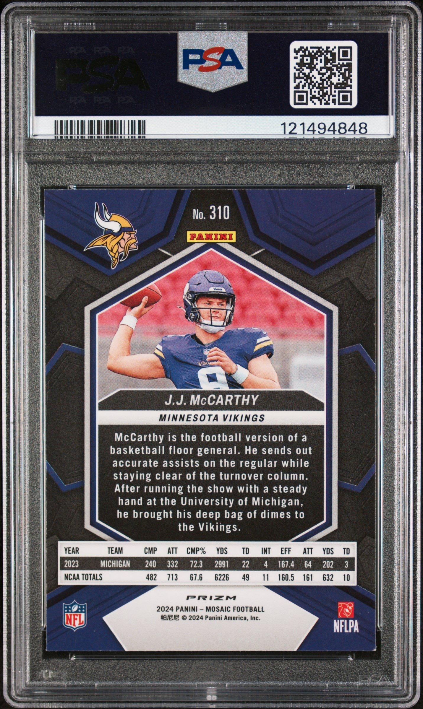2024 Panini Mosaic 310 Jj Mccarthy Silver PSA 9