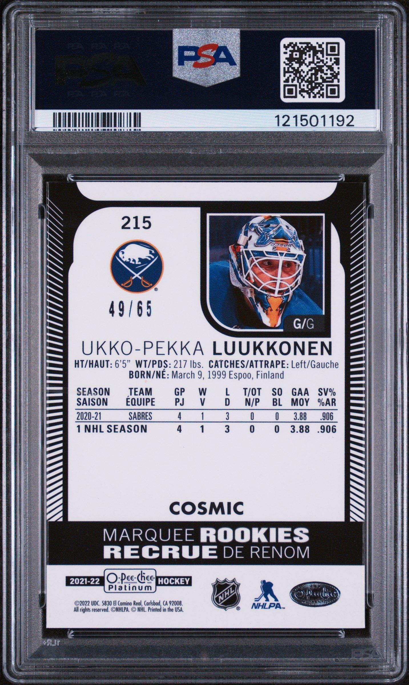 2021 Upper Deck O-pee-chee Platinum 215 Ukko-pekka Luukkonen