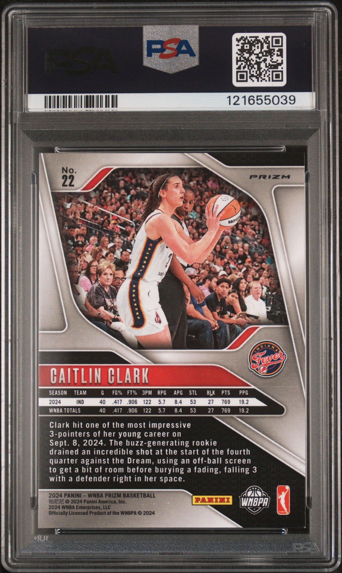 2024 Panini Prizm Wnba 22 Caitlin Clark Orange Ice PSA 9