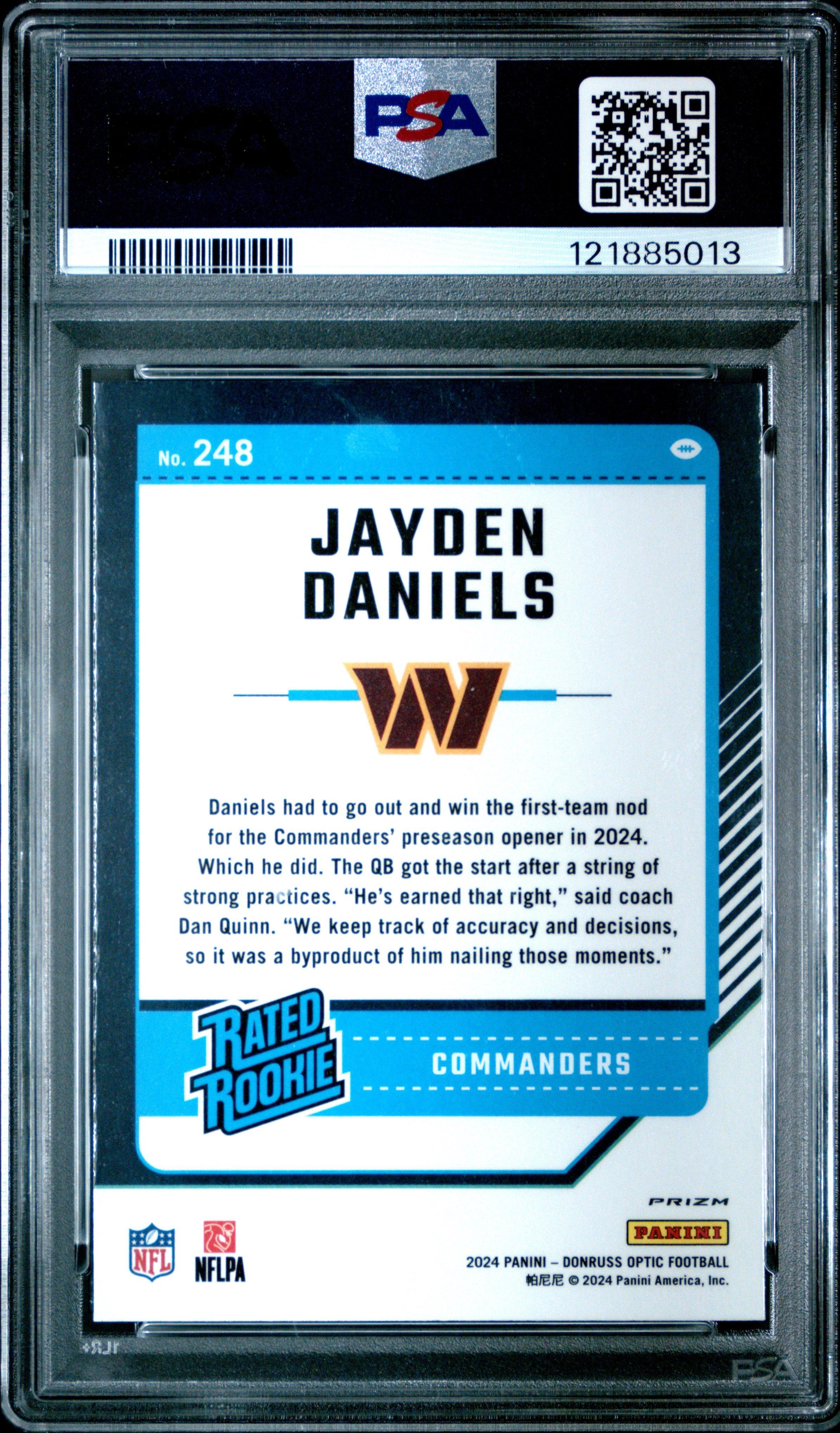 2024 Panini Donruss Optic 248 Jayden Daniels Green Hyper PSA