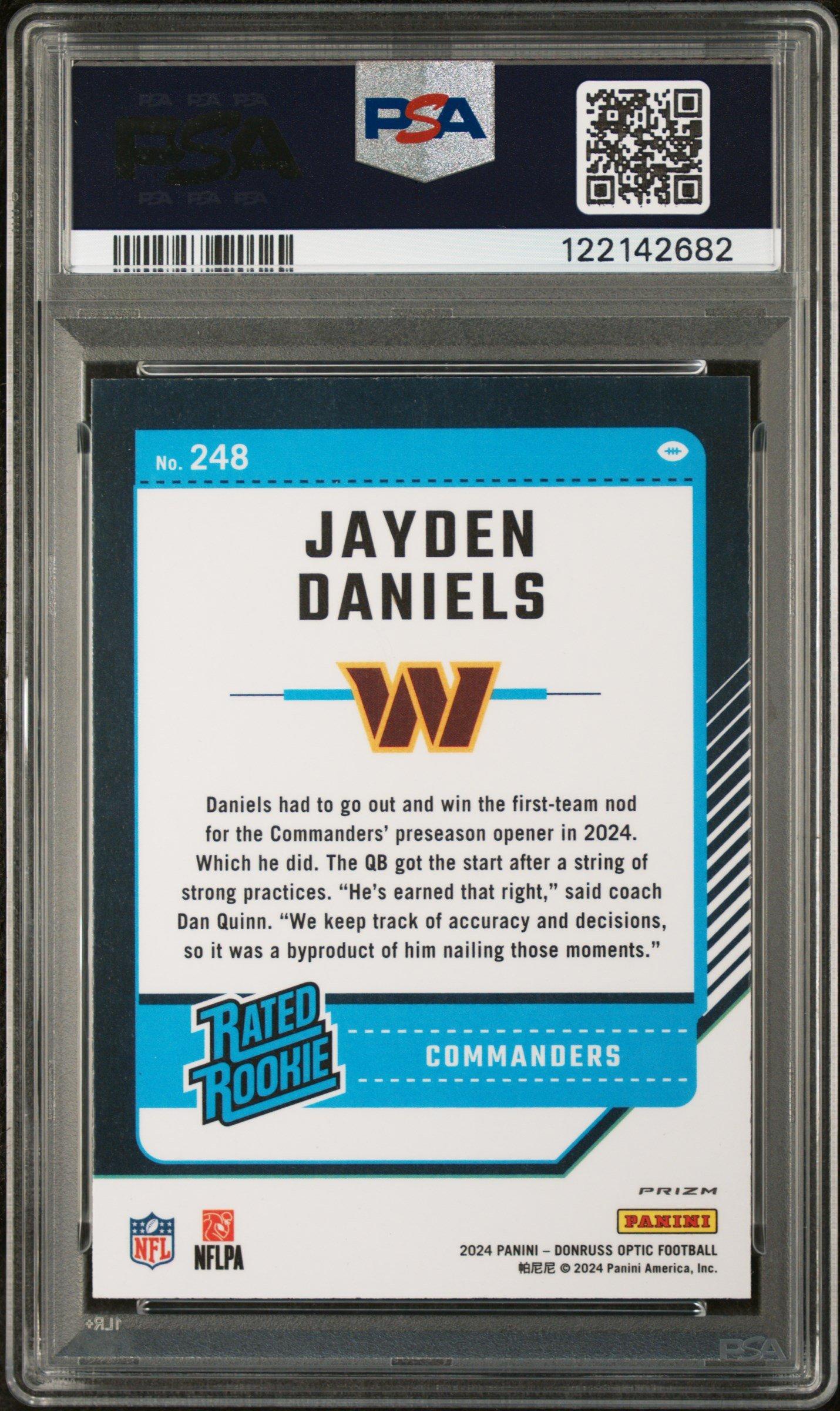 2024 Panini Donruss Optic 248 Jayden Daniels Stars PSA 8