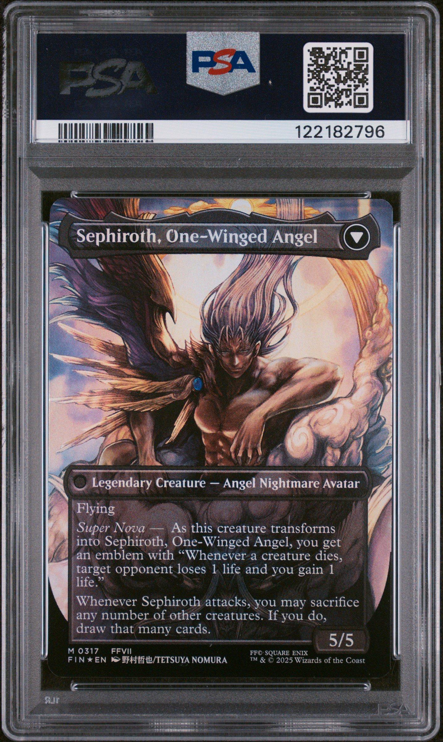 one winged angel mtg card Sephiroth, Fabled SOLDIER target opponent loses 1 life and you gain 1 life. Sephiroth, One-Winged Angel MTG -