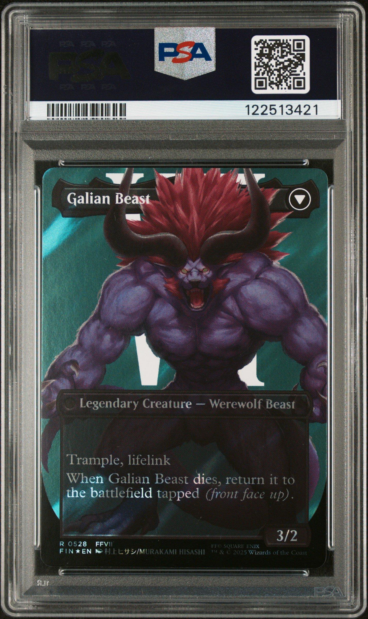 2025 Magic The Gathering Final Fantasy 0528 Vincent Valentine/galian Beast Character Borderless-surge Foil PSA 10