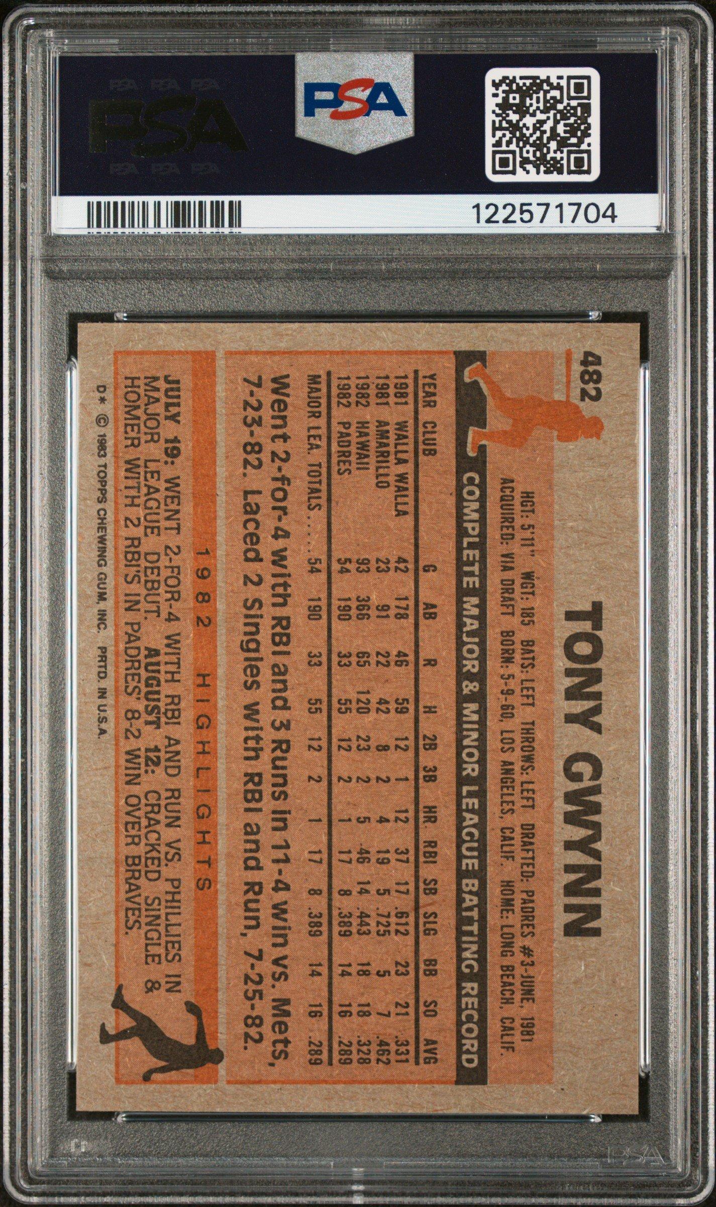 1983 Topps 482 Tony Gwynn PSA