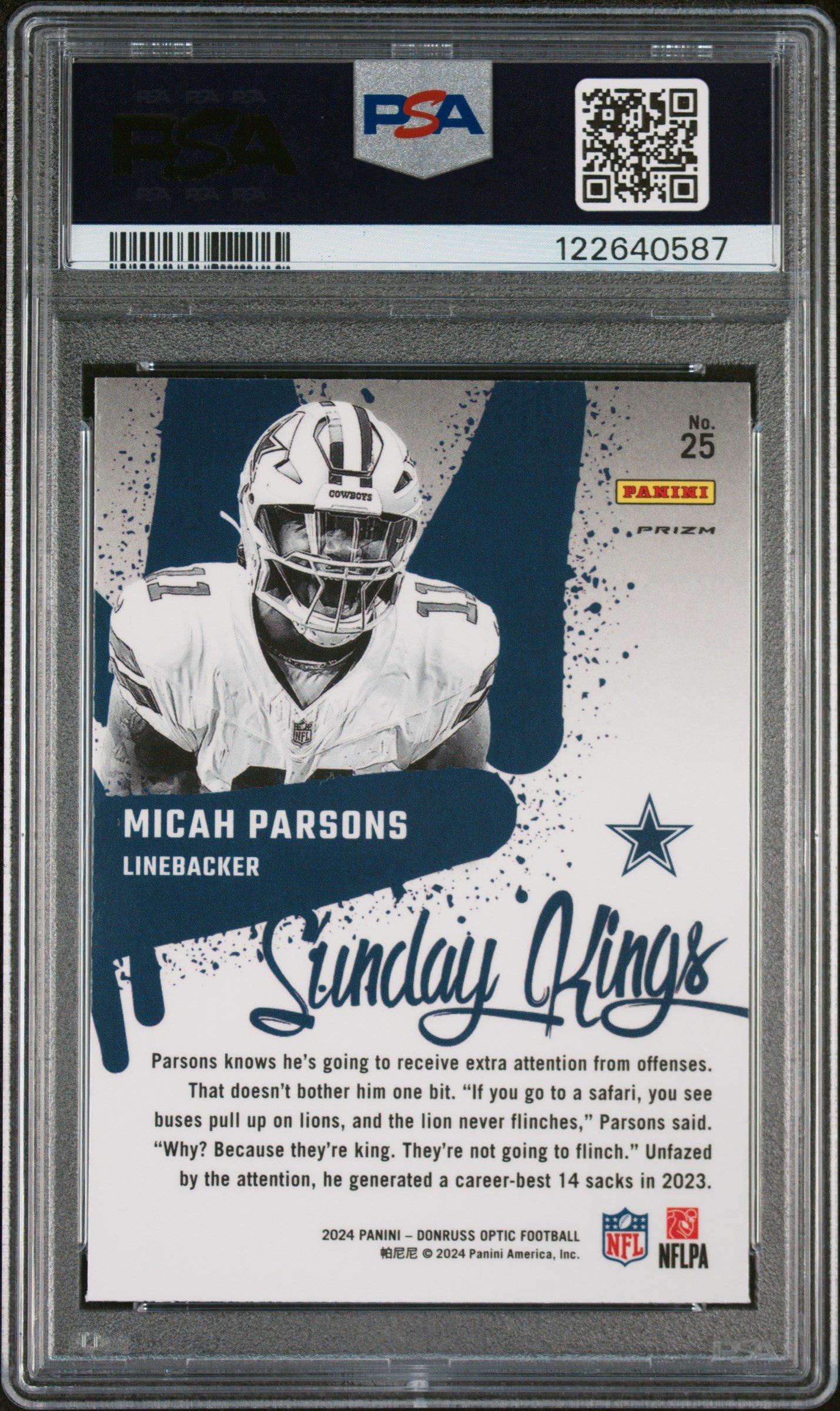 2024 Panini Donruss Optic Sunday Kings 25 Micah Parsons PSA 10