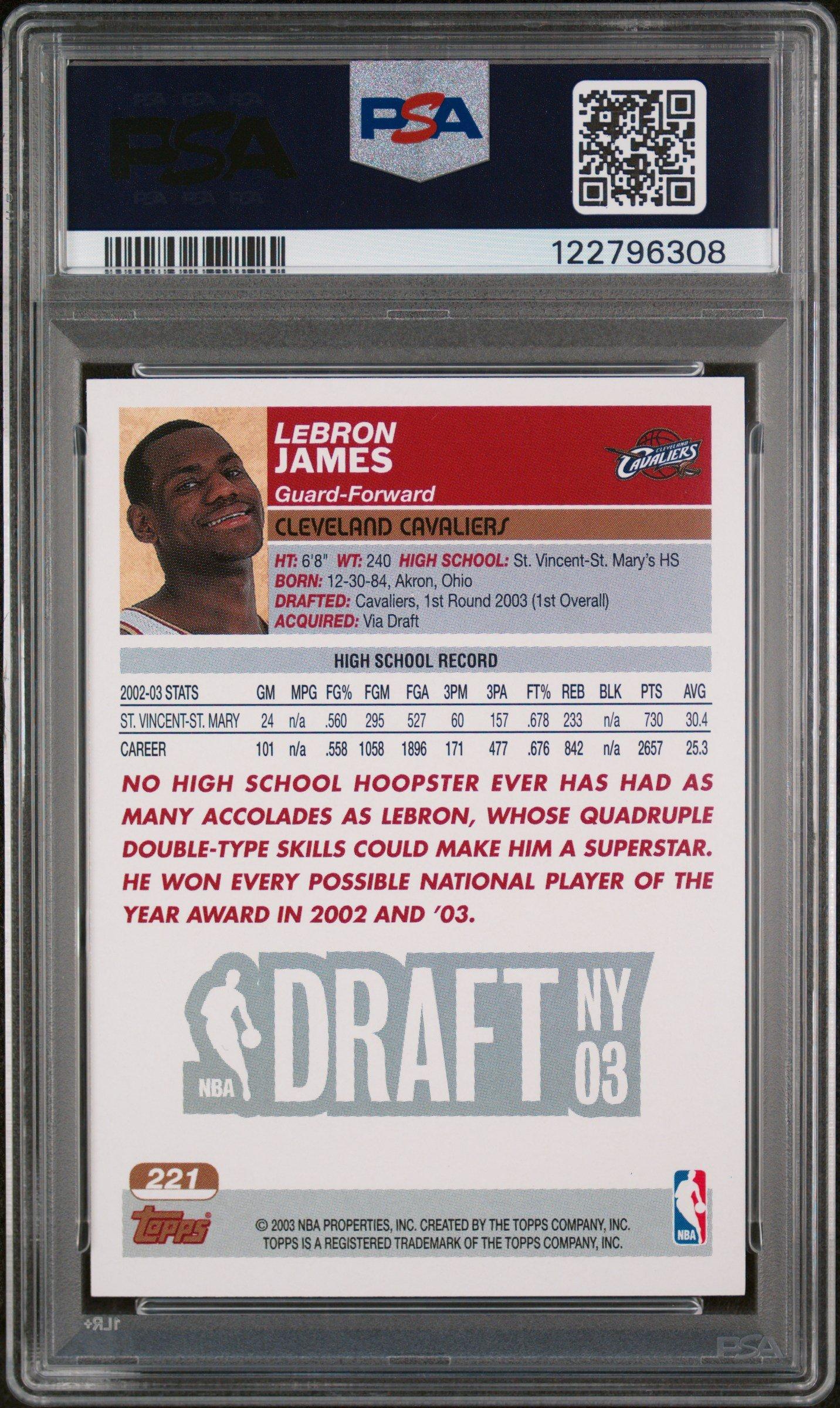2003 Topps 221 Lebron James PSA