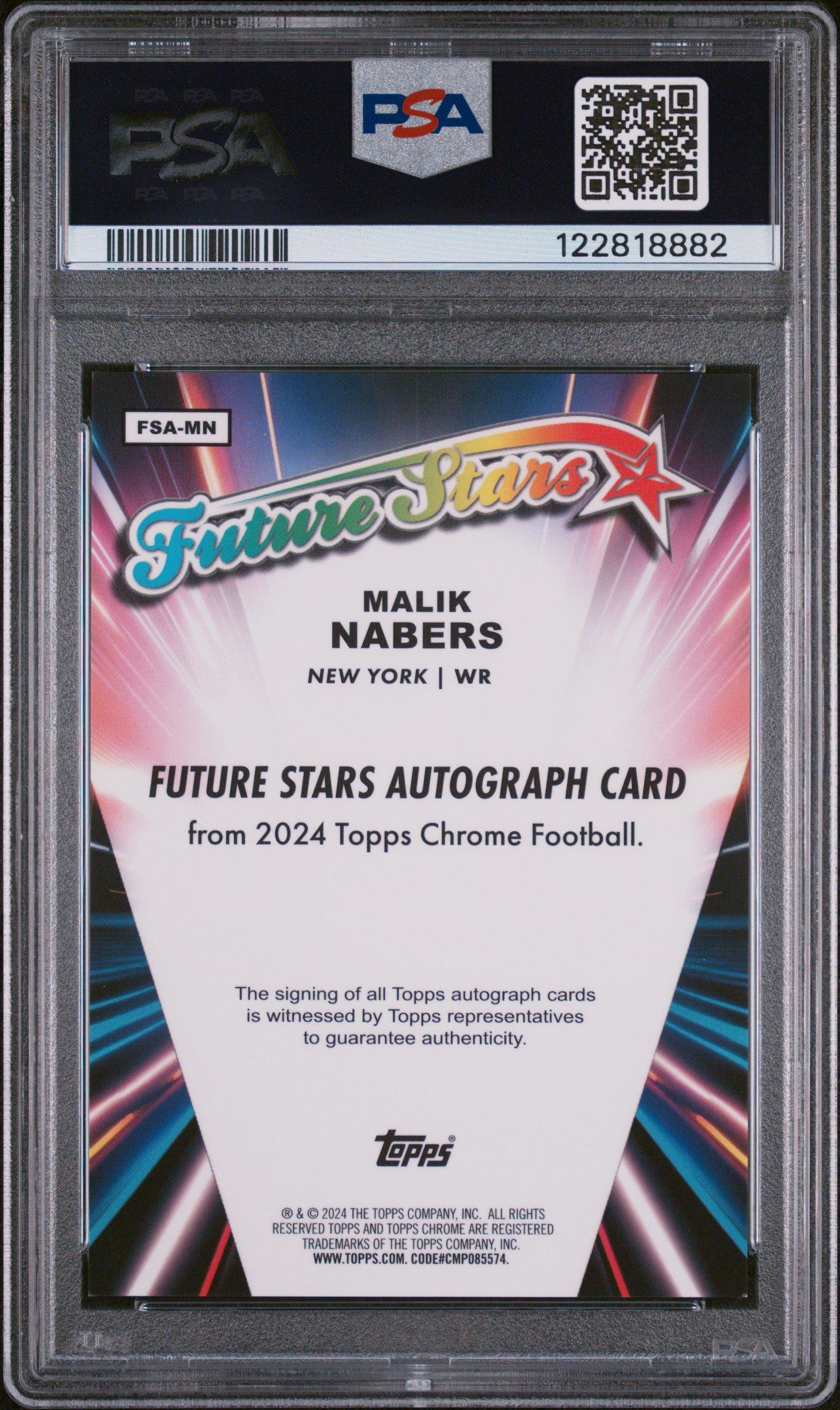 2024 Topps Chrome Future Stars Autographs Fsamn Malik Nabers PSA 9