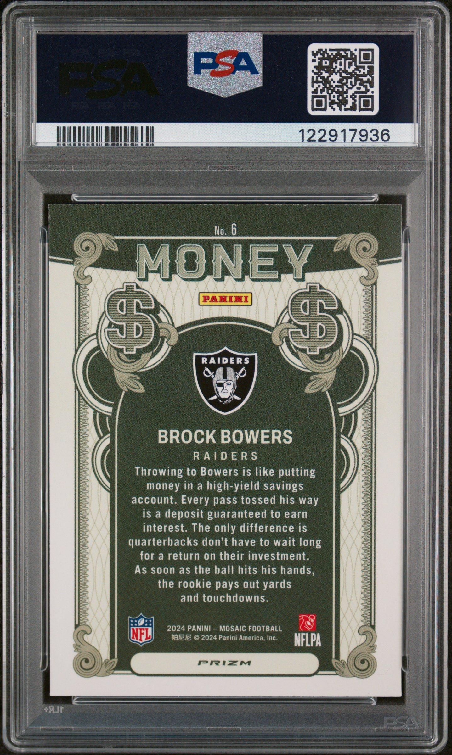 2024 Panini Mosaic Money 6 Brock Bowers PSA 10