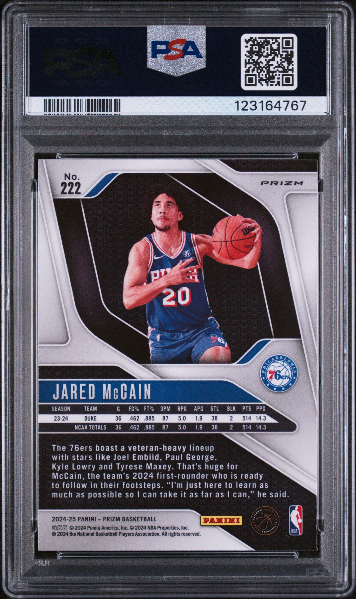 2024 Panini Prizm 222 Jared Mccain Silver Prizm PSA 9