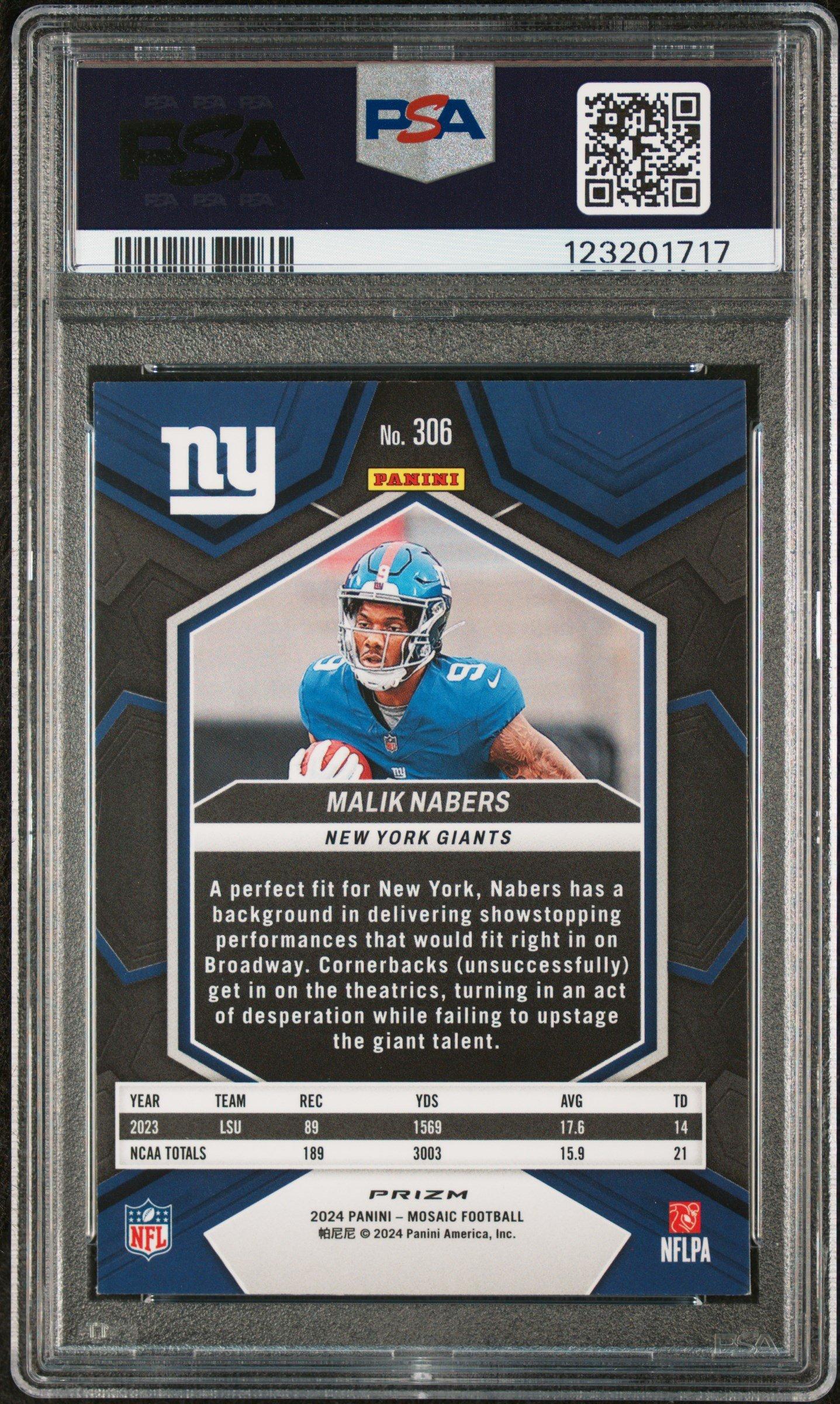 2024 Panini Mosaic 306 Malik Nabers Genesis PSA 9