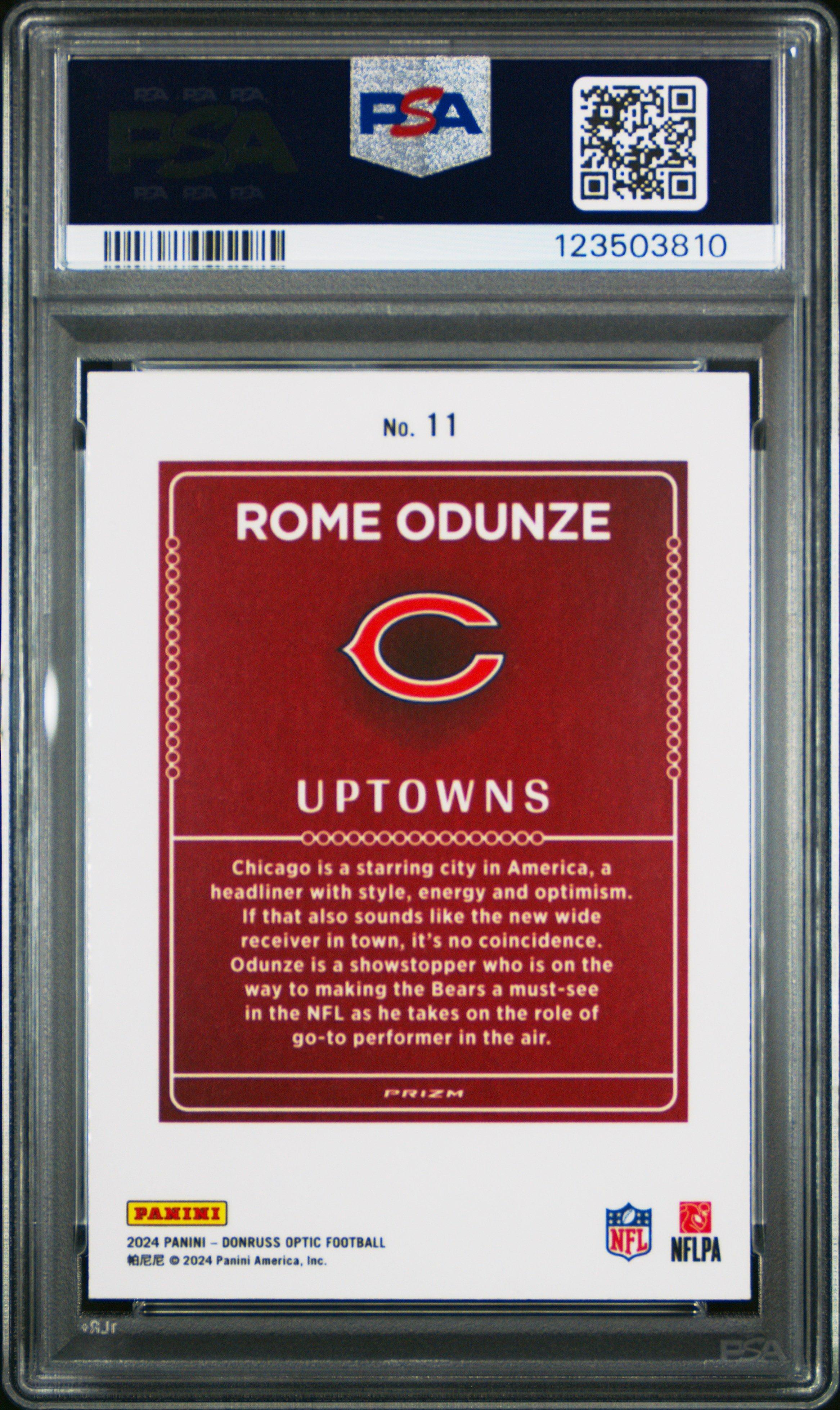 2024 Panini Donruss Optic Uptowns 11 Rome Odunze PSA 9
