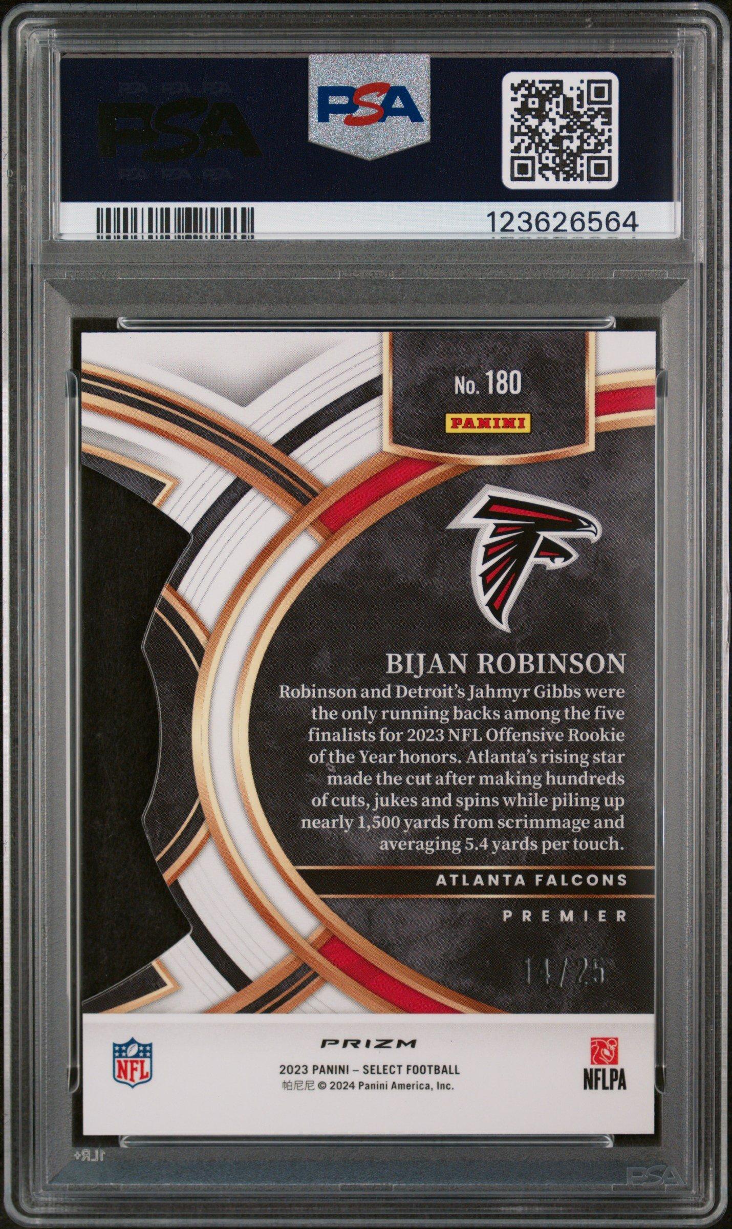2023 Panini Select 180 Bijan Robinson Die-cut Tie-dye Prizm PSA 10