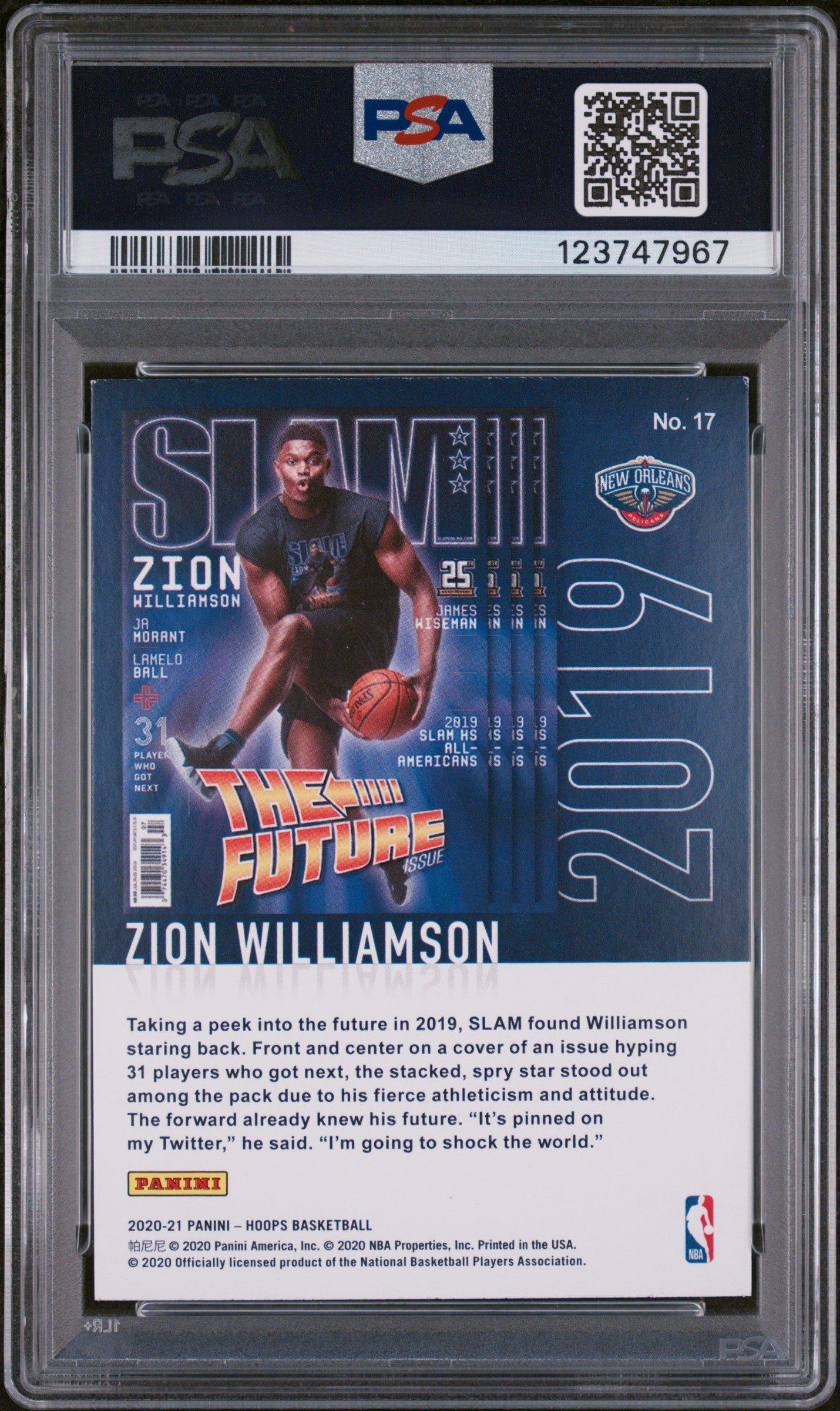 2020 Panini Hoops Slam 17 Zion Williamson Holo PSA 8