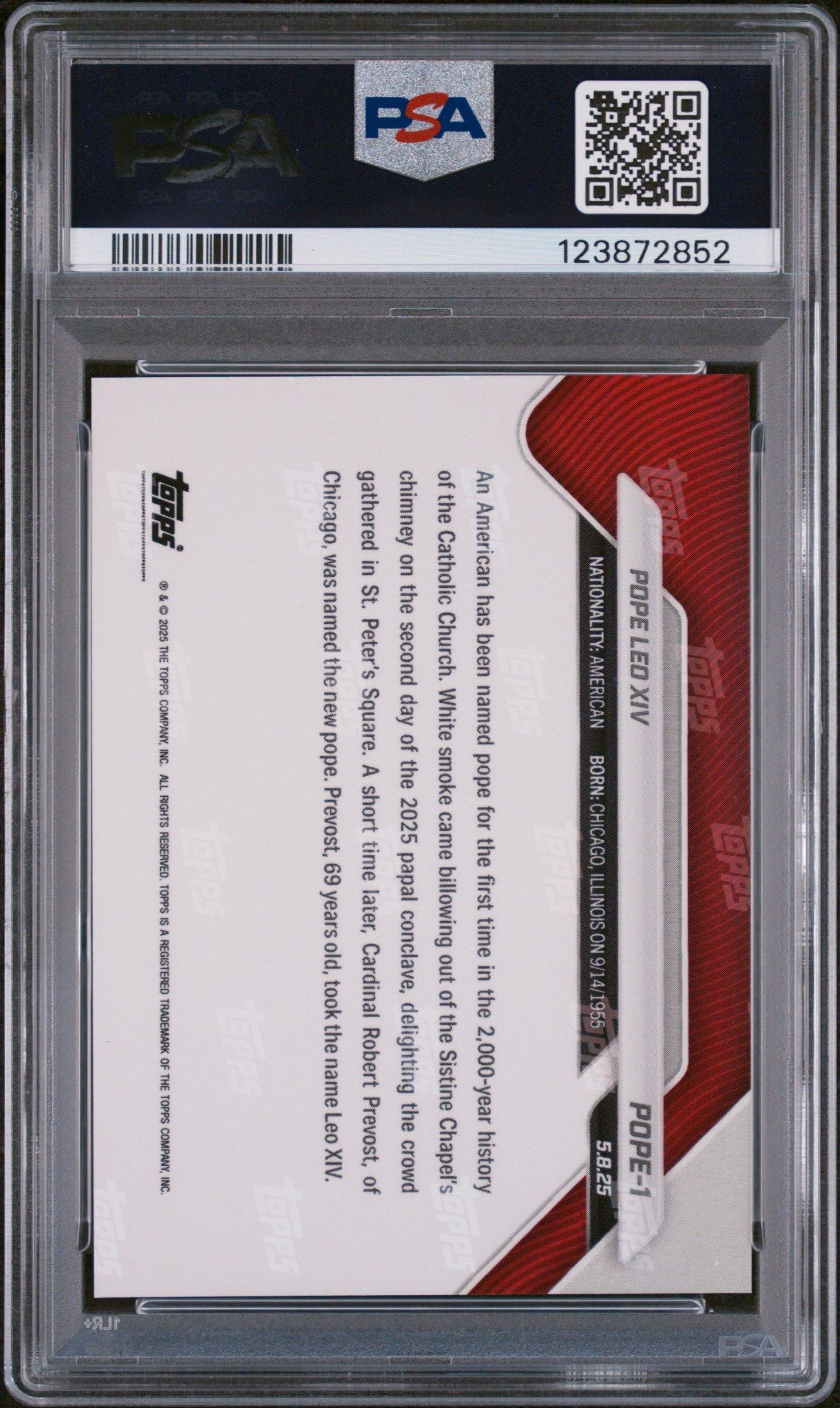2025 Topps Now Pope1 Pope Leo Xiv PSA 10 Graded Card | GameStop
