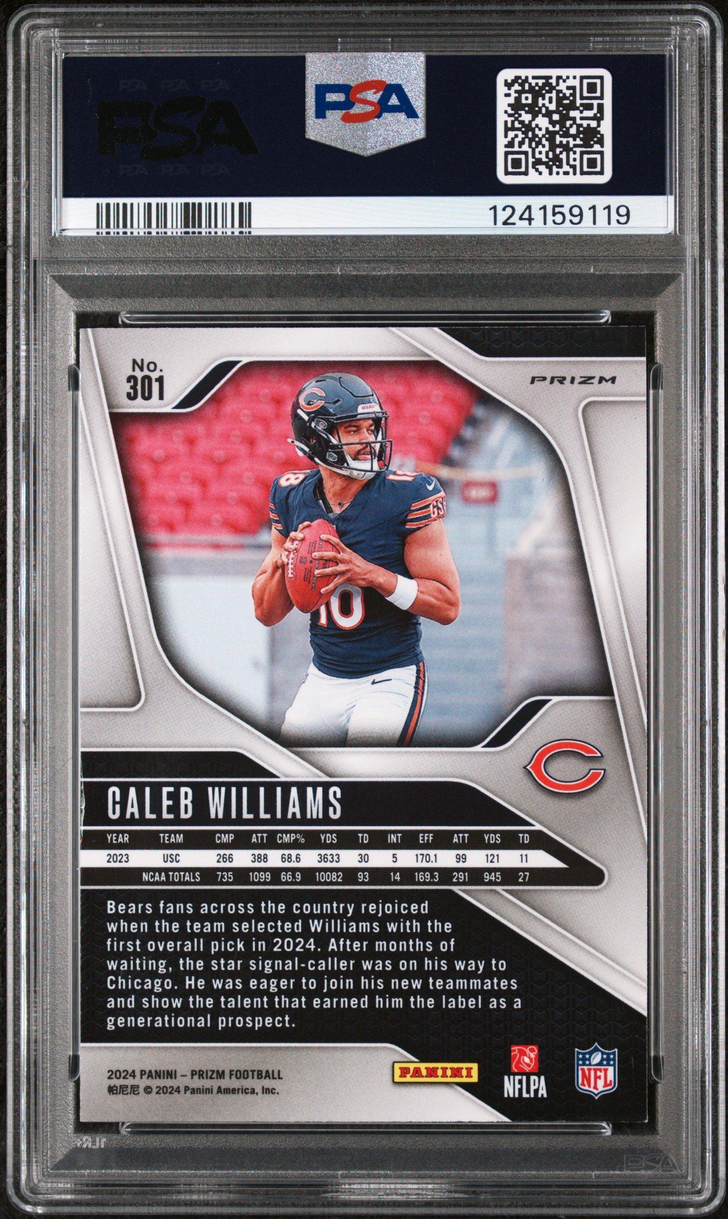 2024 Panini Prizm 301 Caleb Williams Silver Prizm PSA 9 Graded