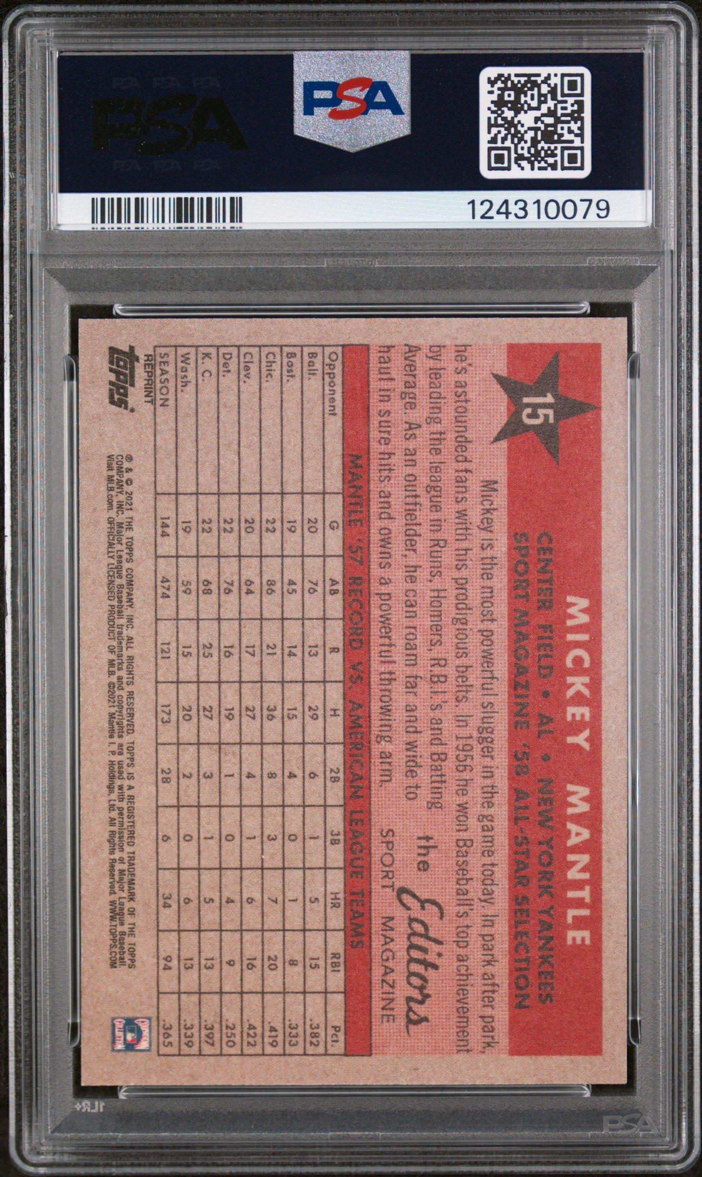 2021 Topps X Mickey Mantle Collection 15 Mickey Mantle PSA 9