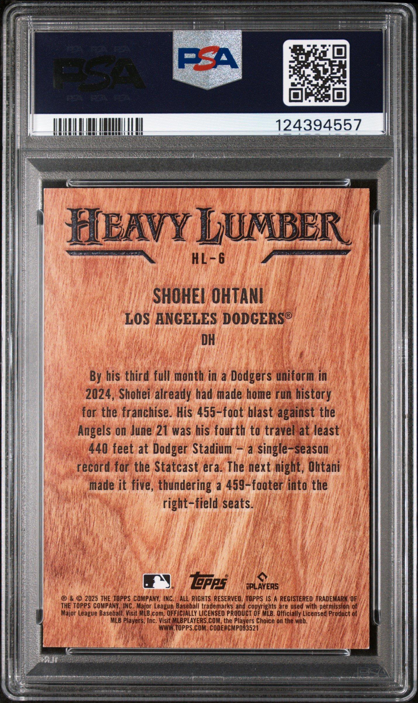 2025 Topps Heavy Lumber Hl6 Shohei Ohtani PSA 9 Graded Card | GameStop