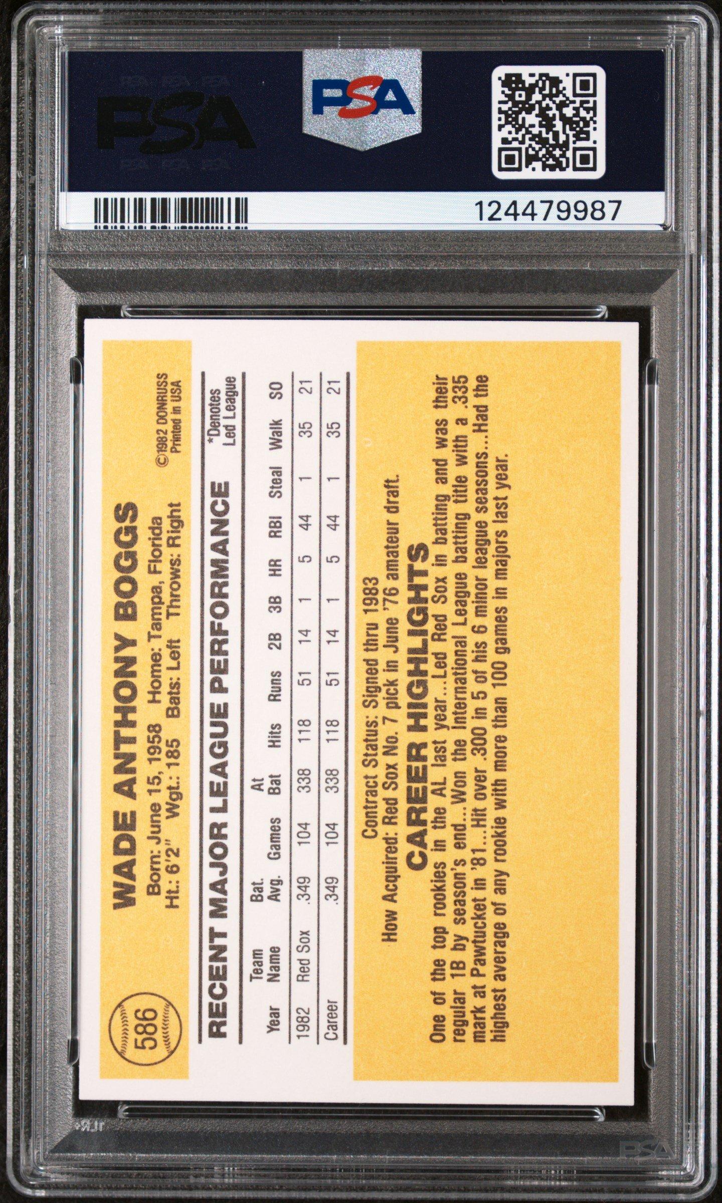 1983 Donruss 586 Wade Boggs PSA