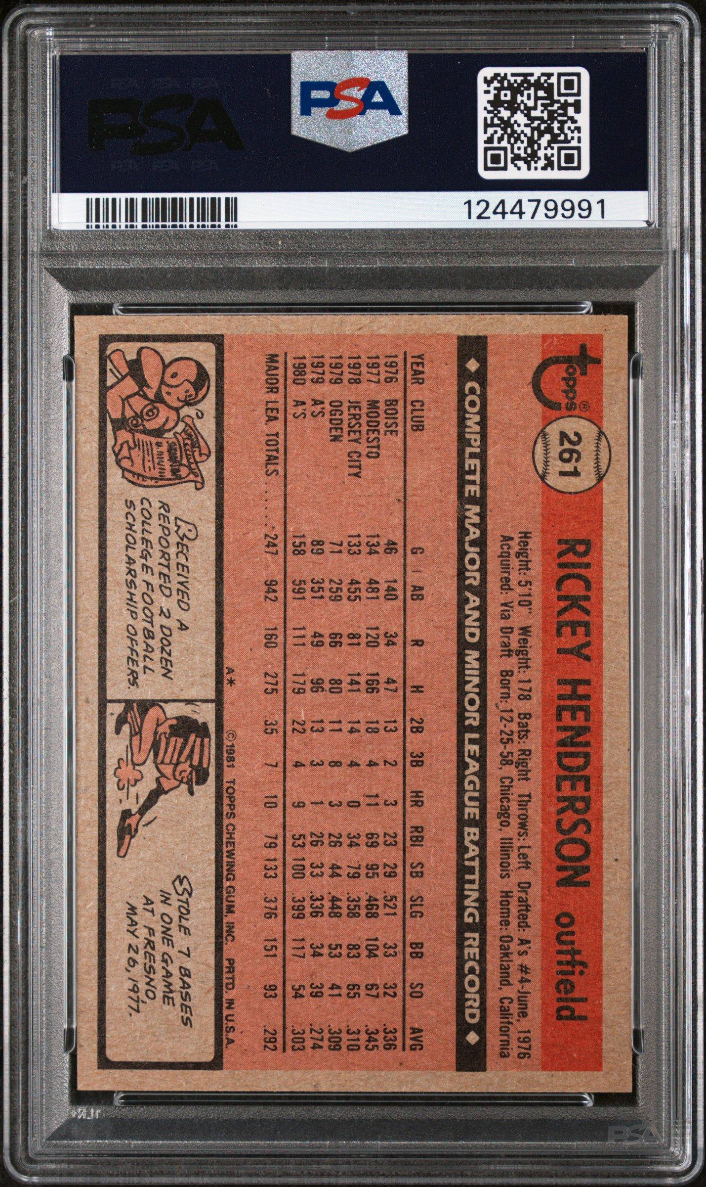 Topps Rickey Henderson PSA 9