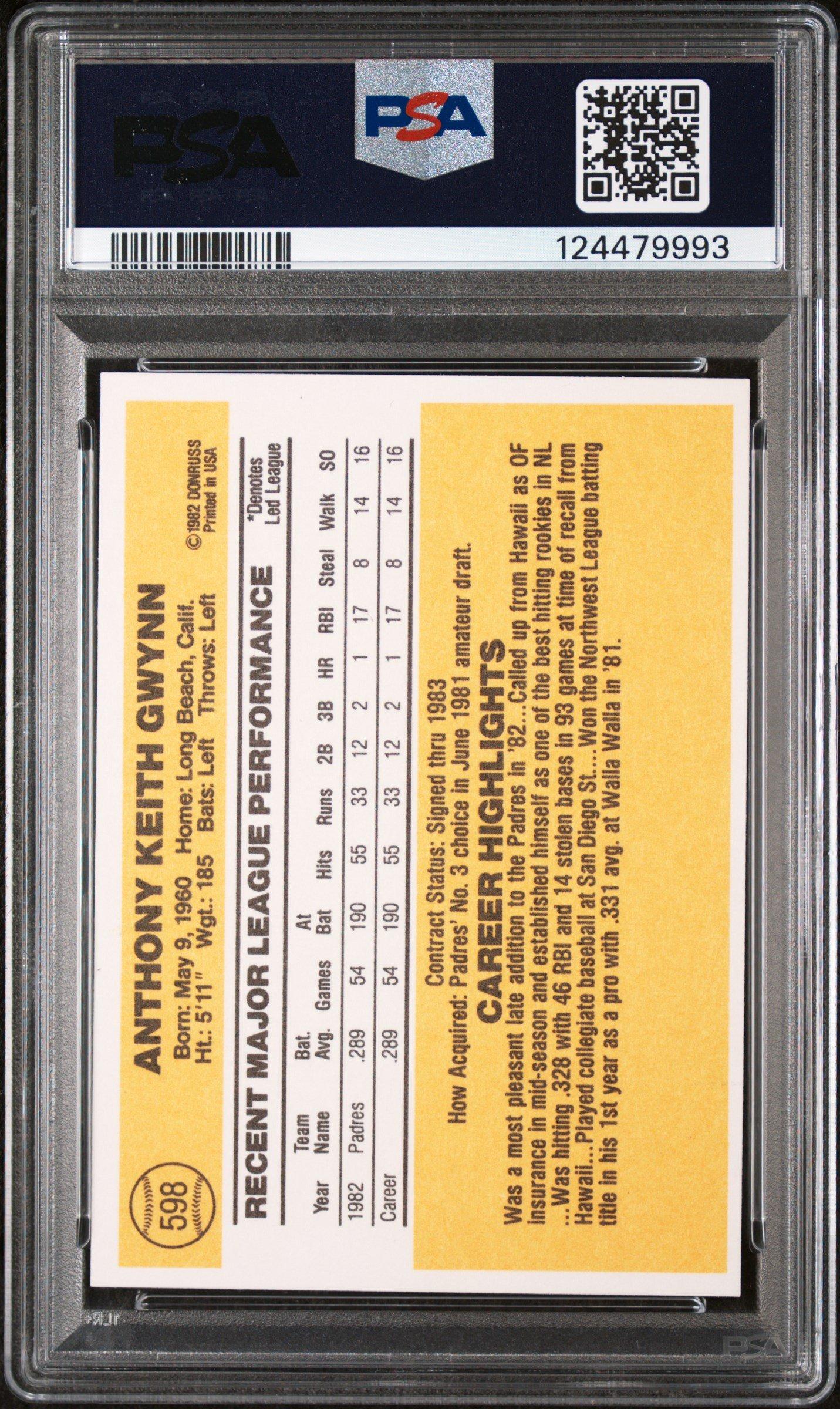 1983 Donruss 598 Tony Gwynn PSA
