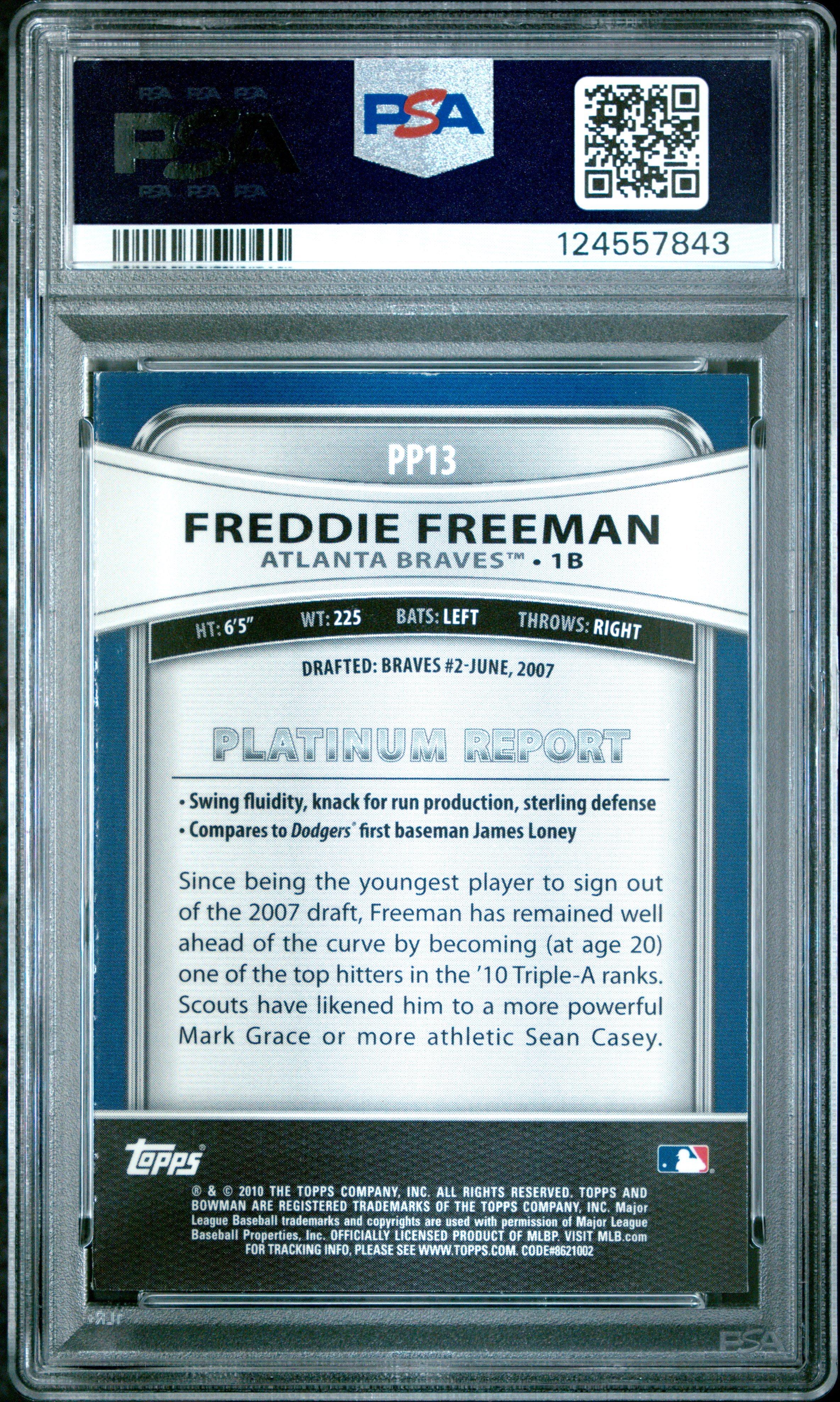 2010 Bowman Platinum Prospects Pp13 Freddie Freeman PSA 9