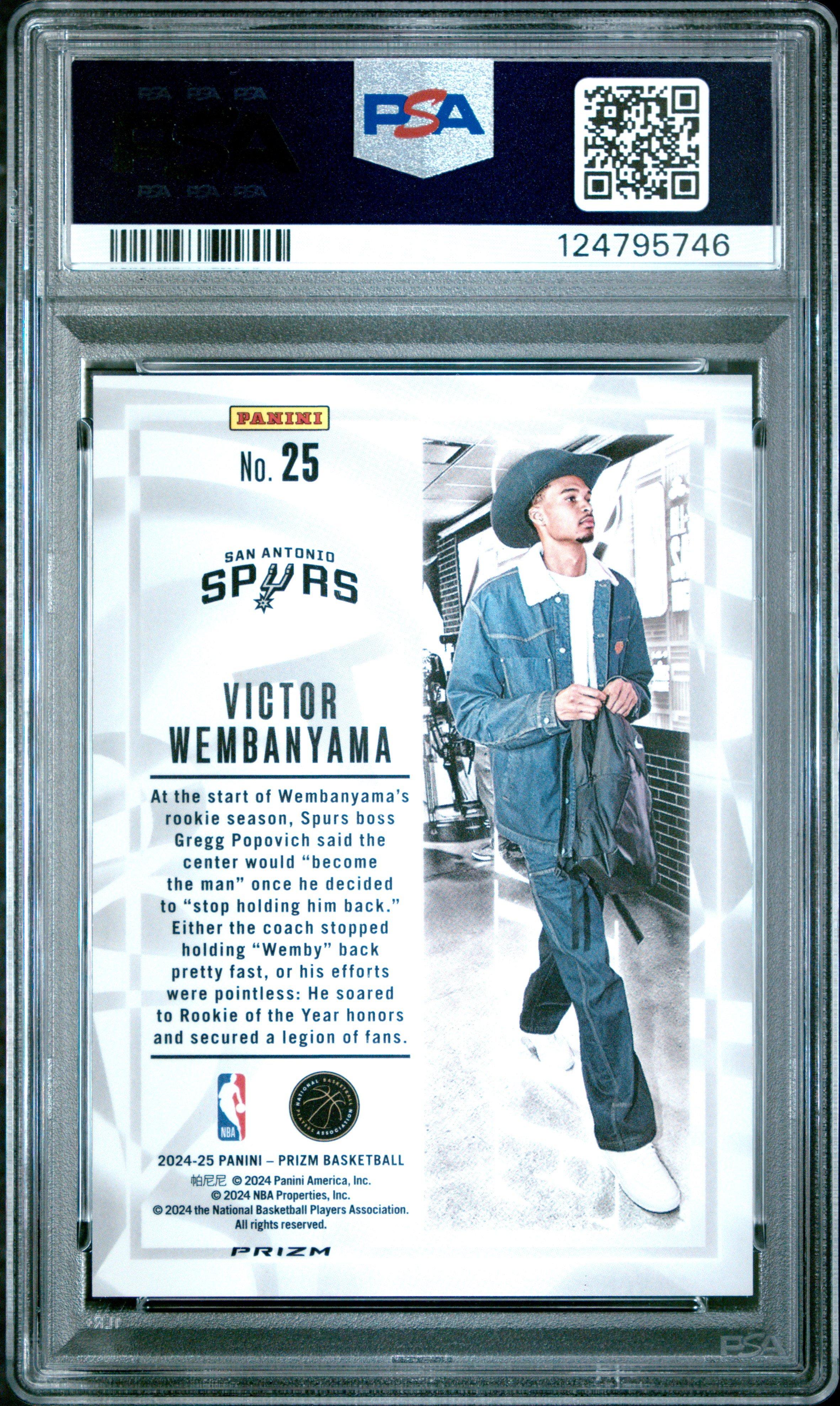 2024 Panini Prizm Sublime 25 Victor Wembanyama PSA 9 Graded Card