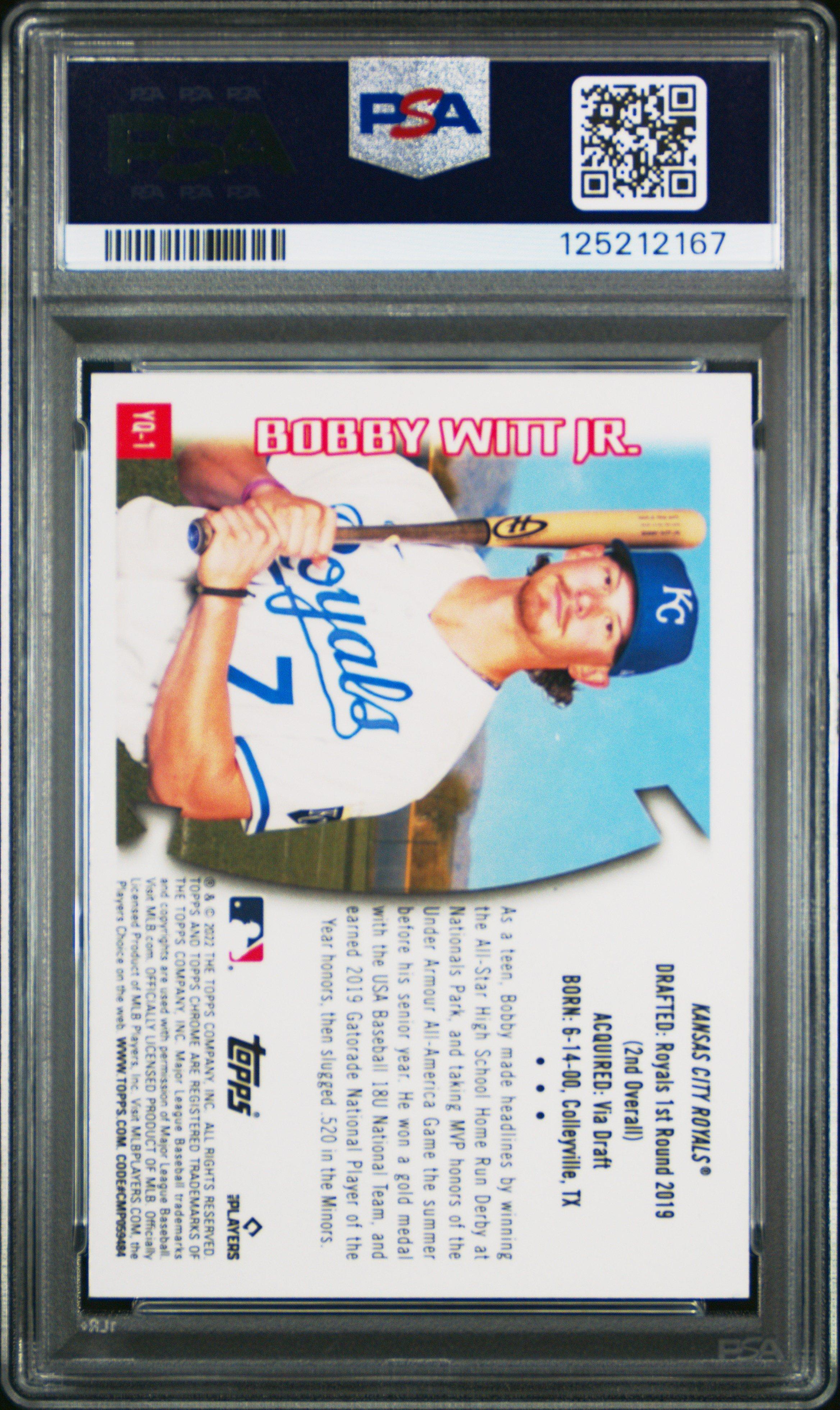 2022 Topps Chrome Sonic 1996 Youthquake Yq1 Bobby Witt Jr PSA 9