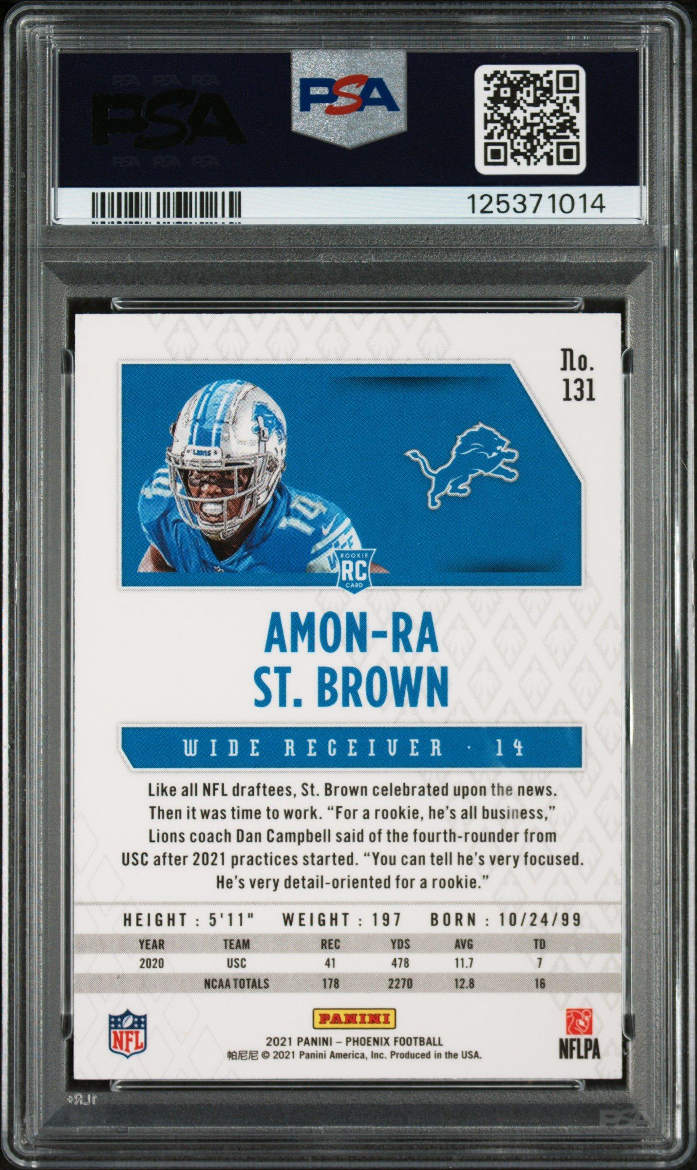 2021 Panini Phoenix 131 Amon-ra St. Brown Fire Burst PSA 10 Graded