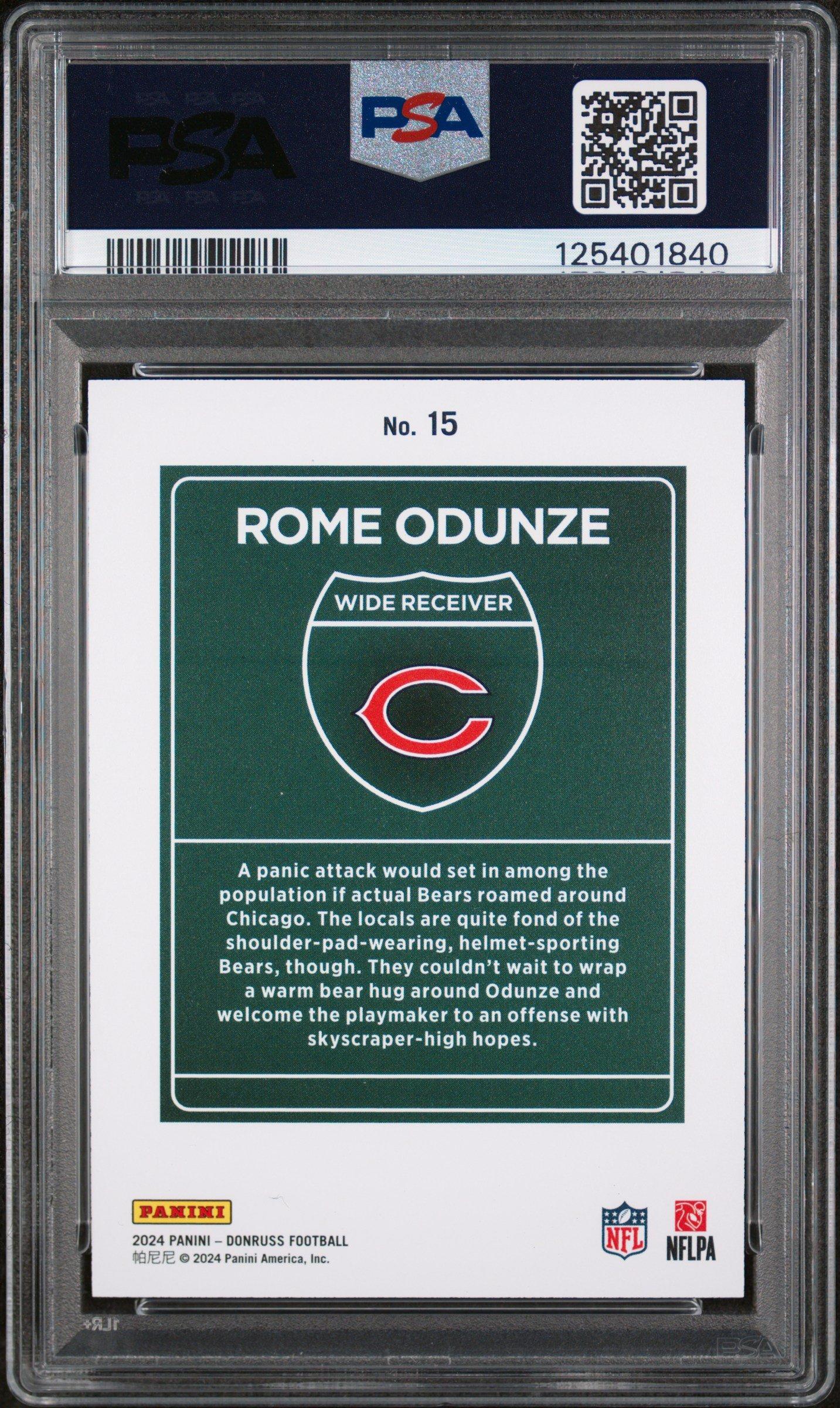 2024 Panini Donruss Downtown! 15 Rome Odunze PSA 9