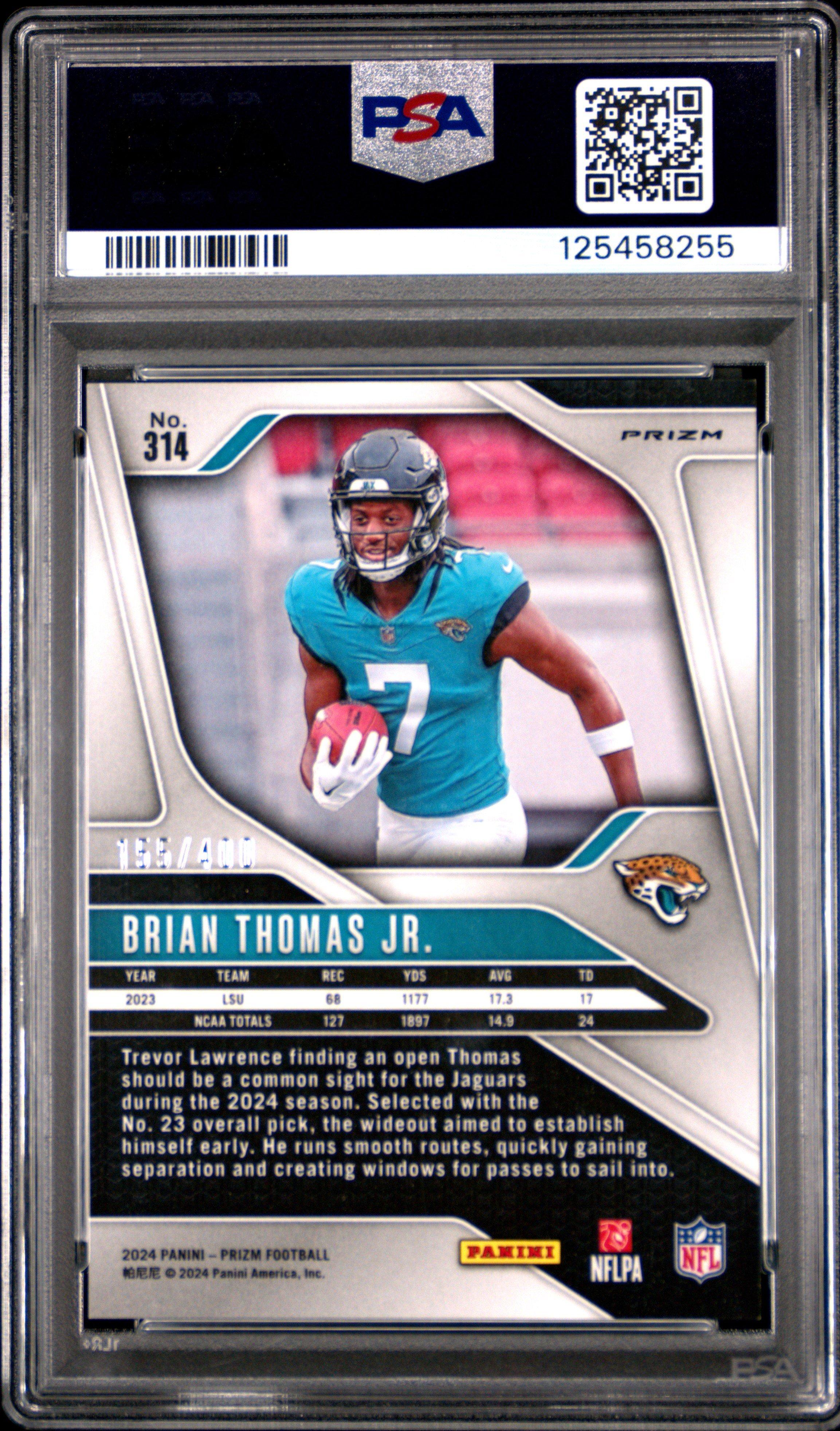 2024 Panini Prizm 314 Brian Thomas Jr. Pandora PSA 9 Graded Card