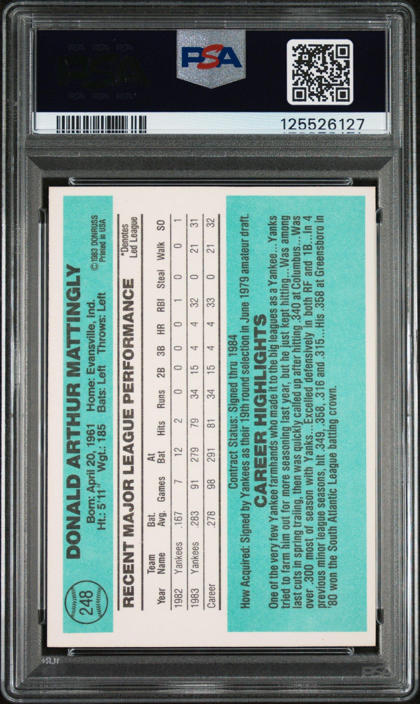1984 Donruss 248 Don Mattingly PSA