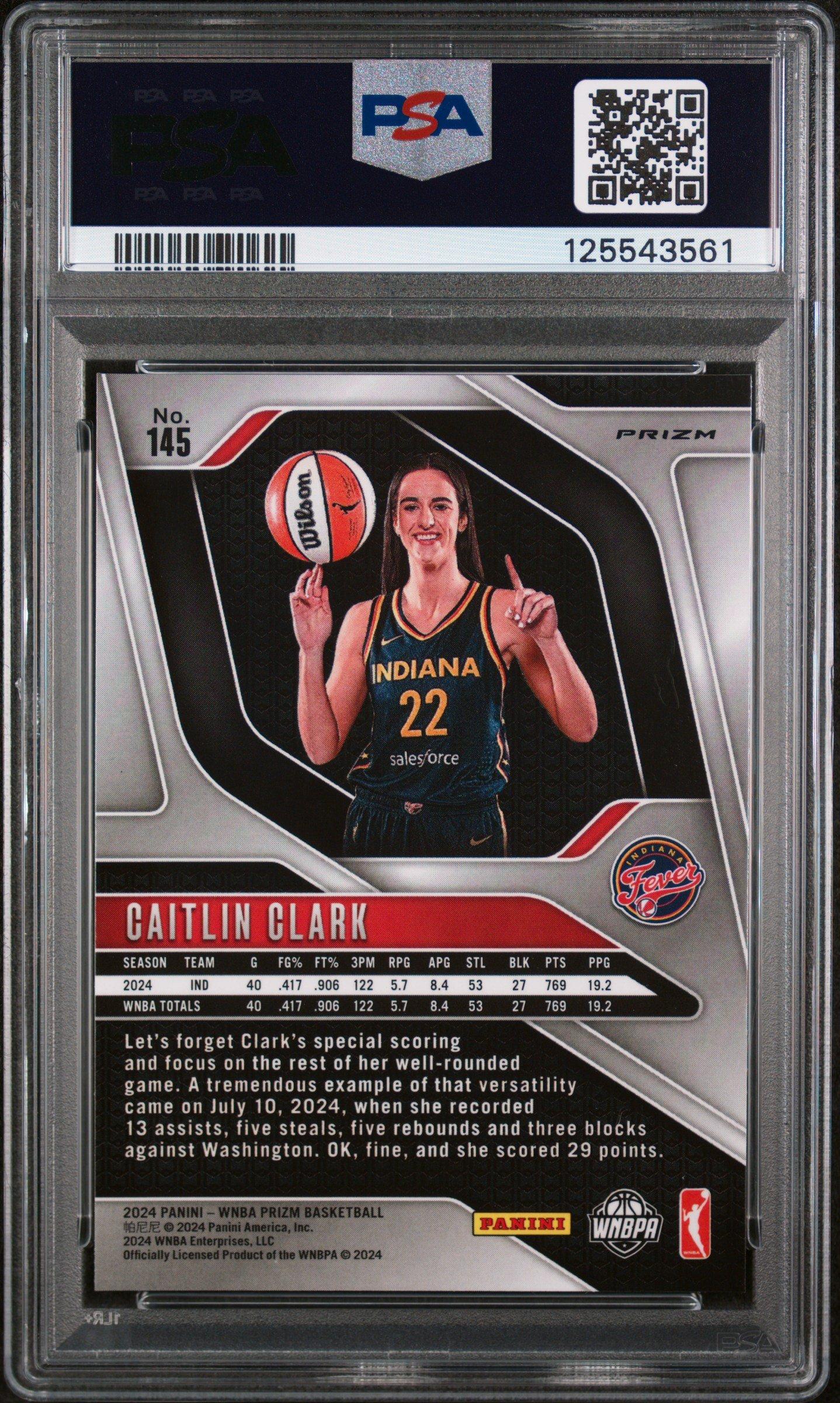 2024 Panini Prizm Wnba 145 Caitlin Clark Orange Ice PSA 10 Graded