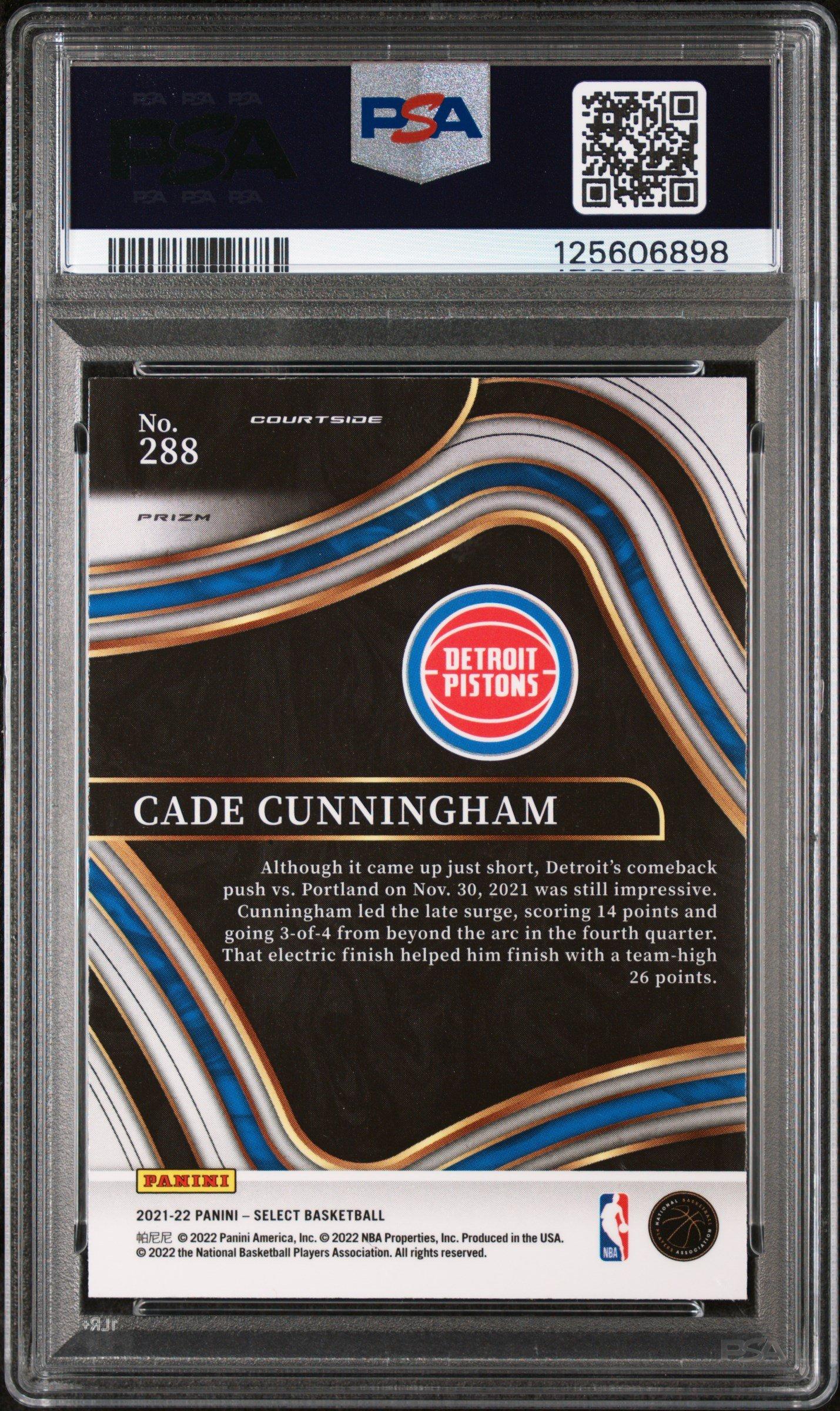 2021 Panini Select 288 Cade Cunningham Blue Shimmer PSA 8